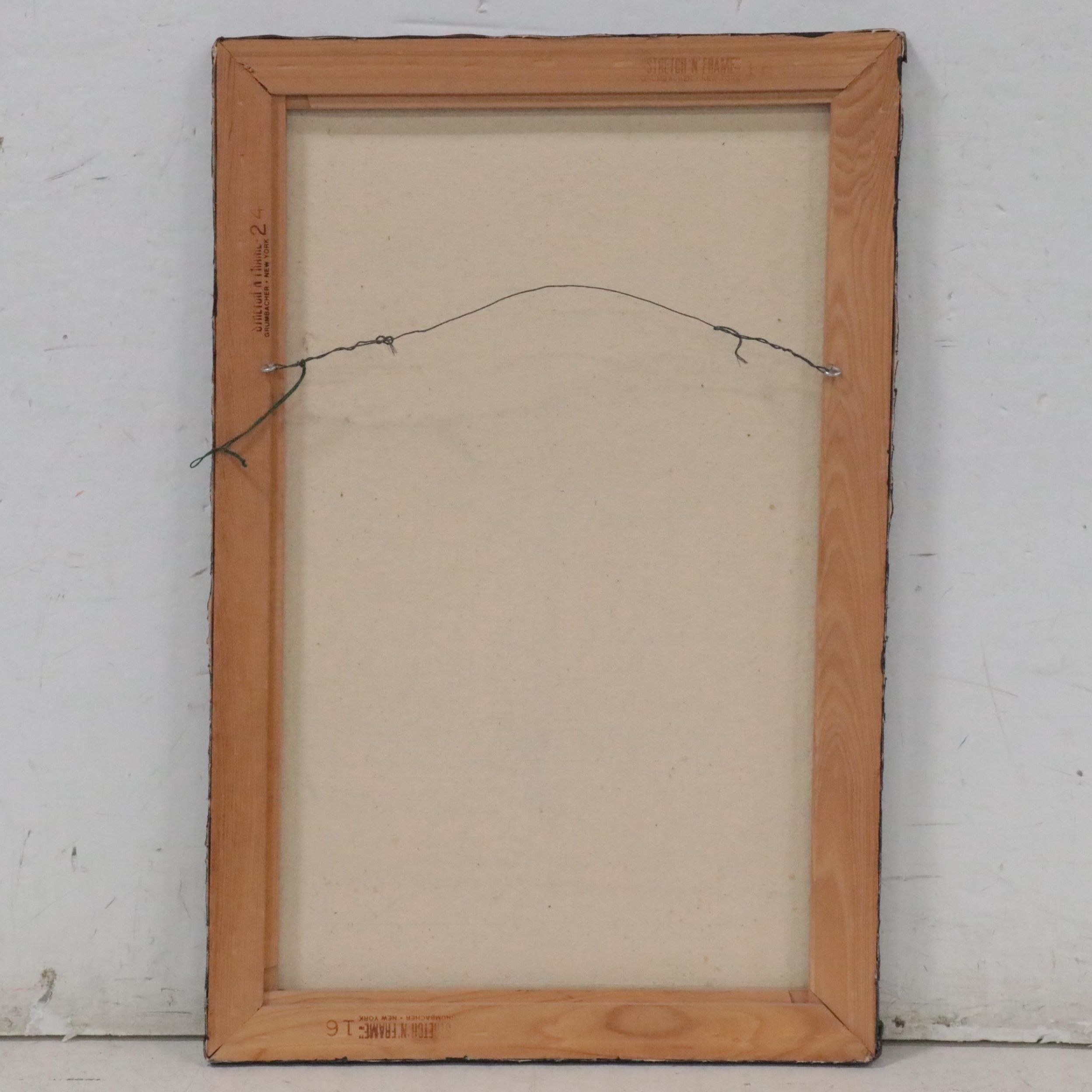 Folk Art Style Oil Painting of Child with Cat, 1977