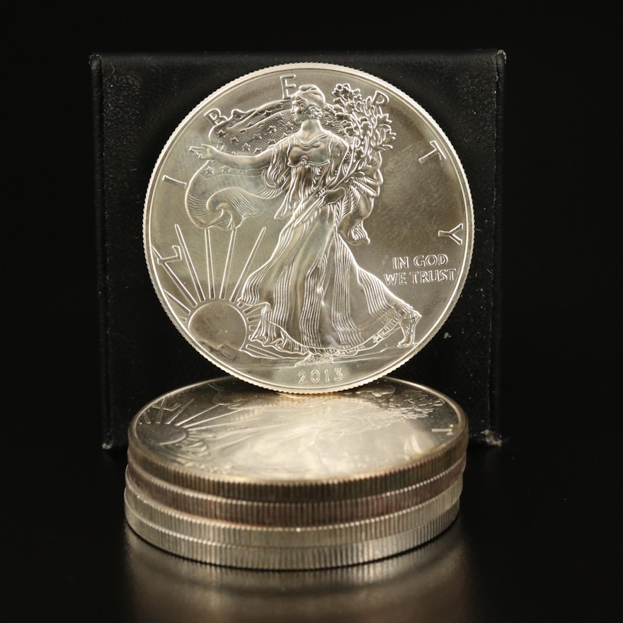 Five $1 American Silver Eagle Bullion Coins
