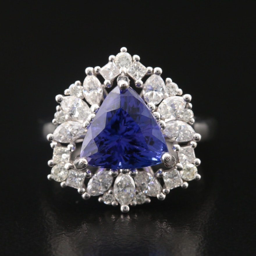 14K 3.38 CT Tanzanite and 1.15 CTW Diamond Ring