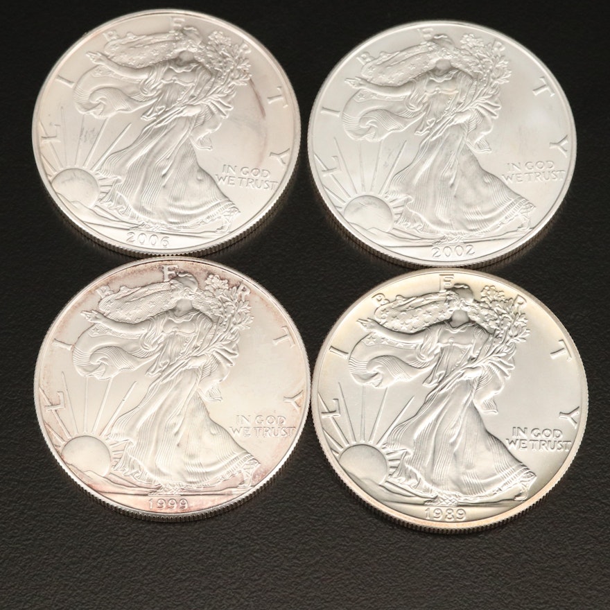 Four $1 American Silver Eagle Bullion Coins