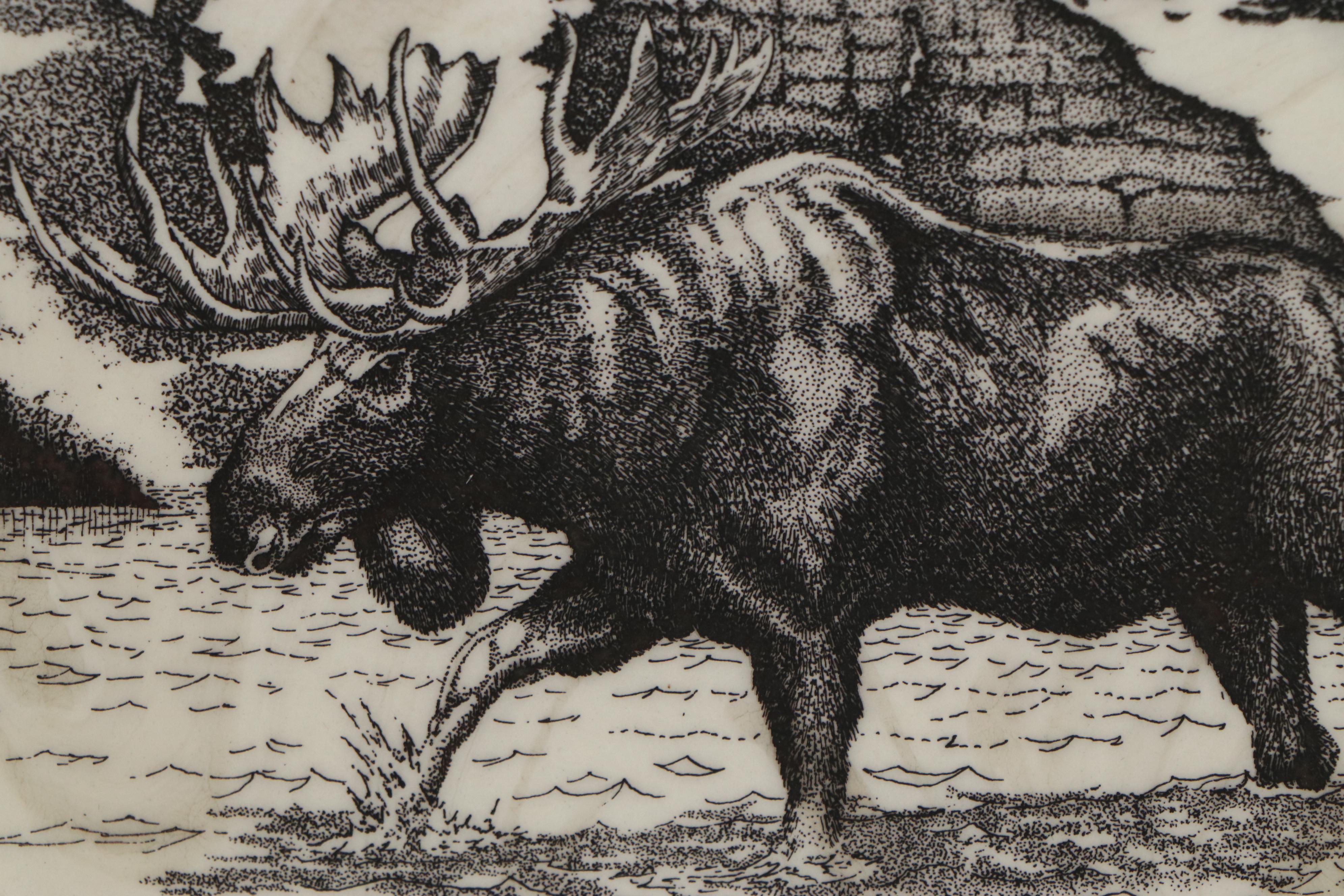 Bill Devine Etchings of Moose and "The Alaska Mint," 1982