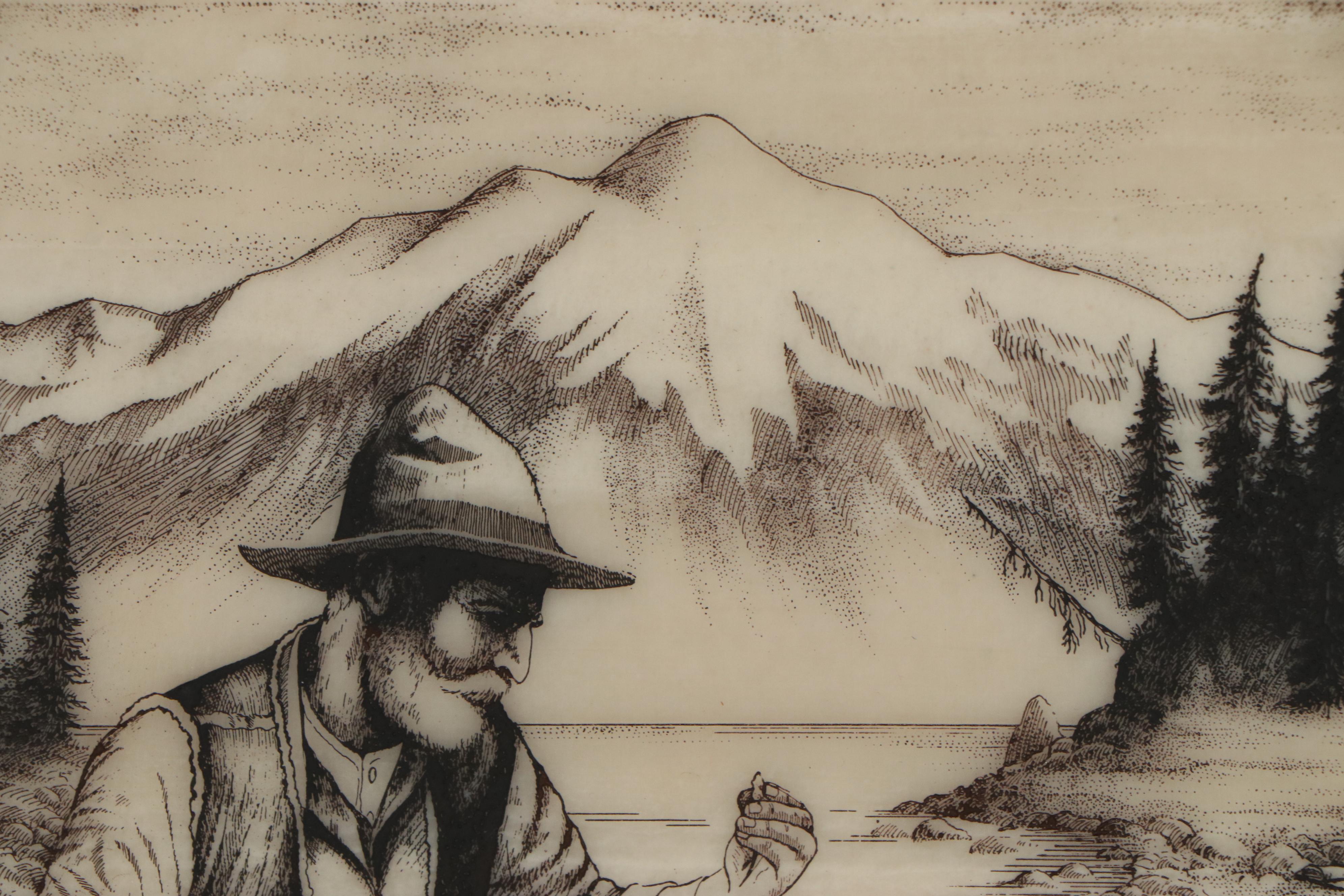 Bill Devine Etchings of Moose and "The Alaska Mint," 1982