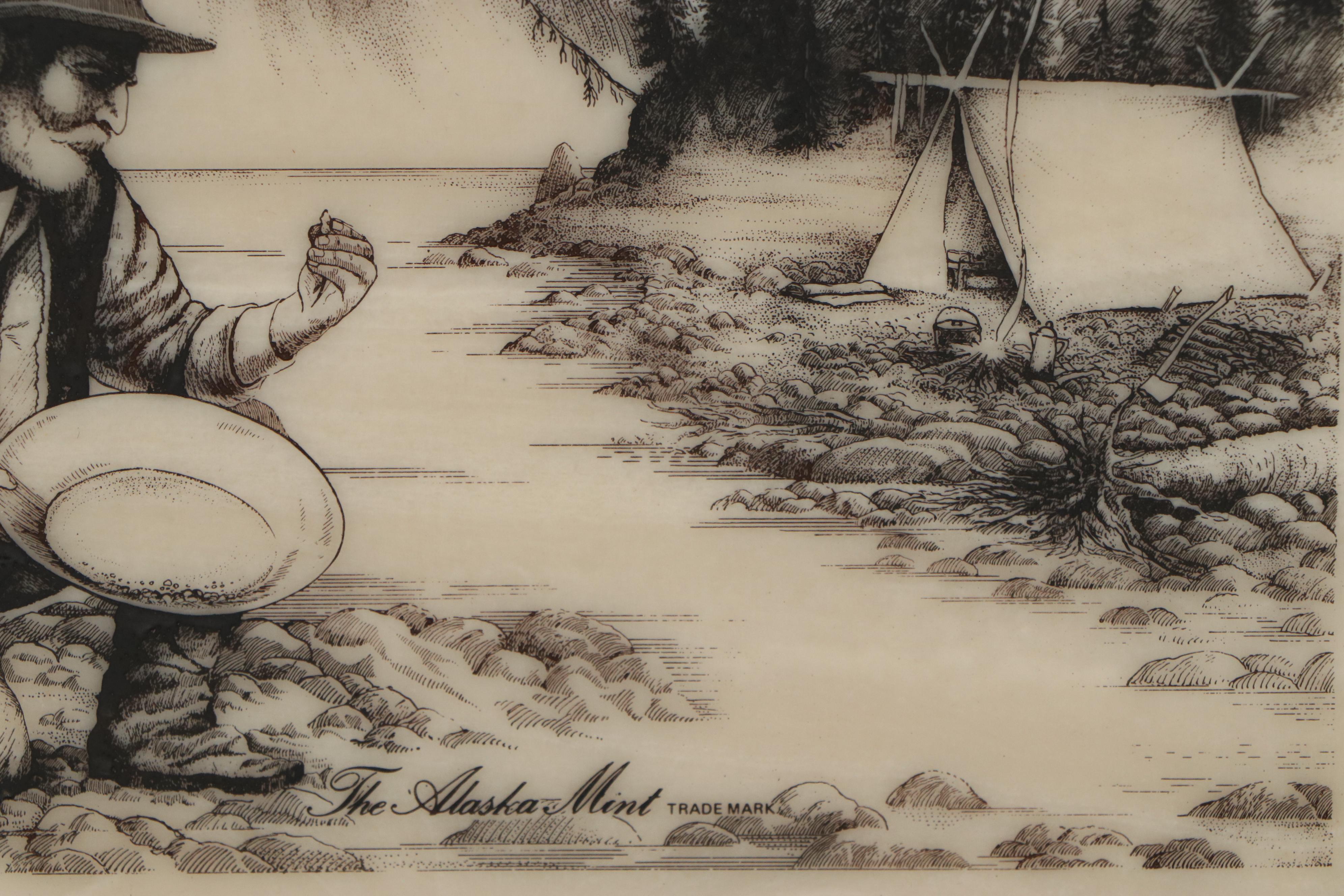 Bill Devine Etchings of Moose and "The Alaska Mint," 1982