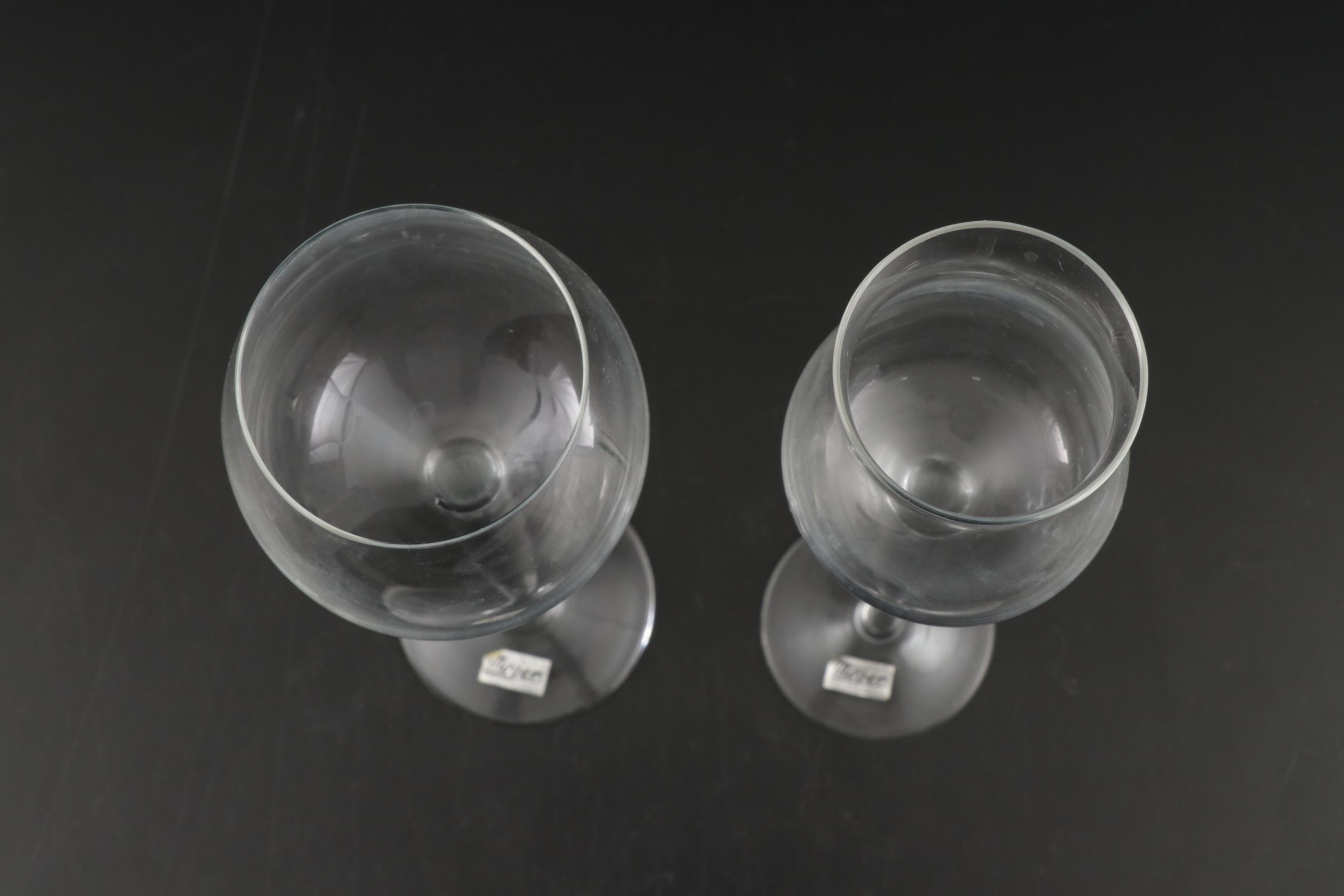 Czechoslovakian Moser "Moon Face" and Other Clear Glass Stemware, Mid-20th C.