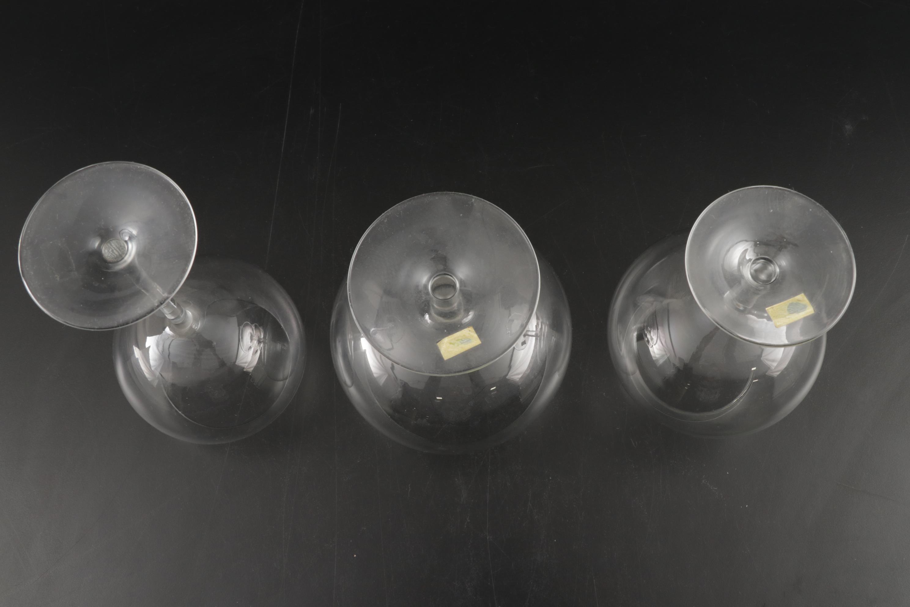 Czechoslovakian Moser "Moon Face" and Other Clear Glass Stemware, Mid-20th C.