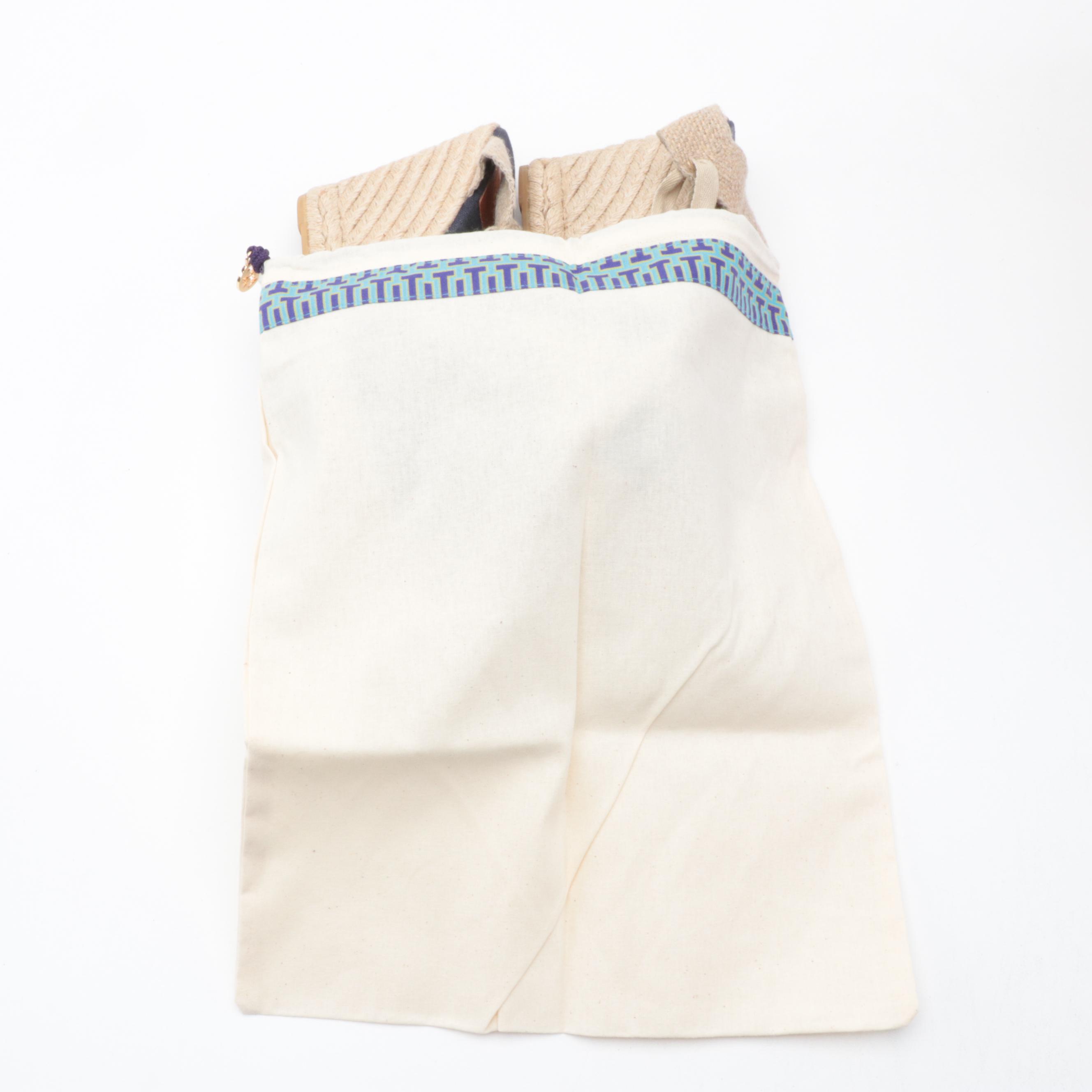 Tory Burch Miller Black Leather Sandals and Emil Espadrille Wedge Sandals