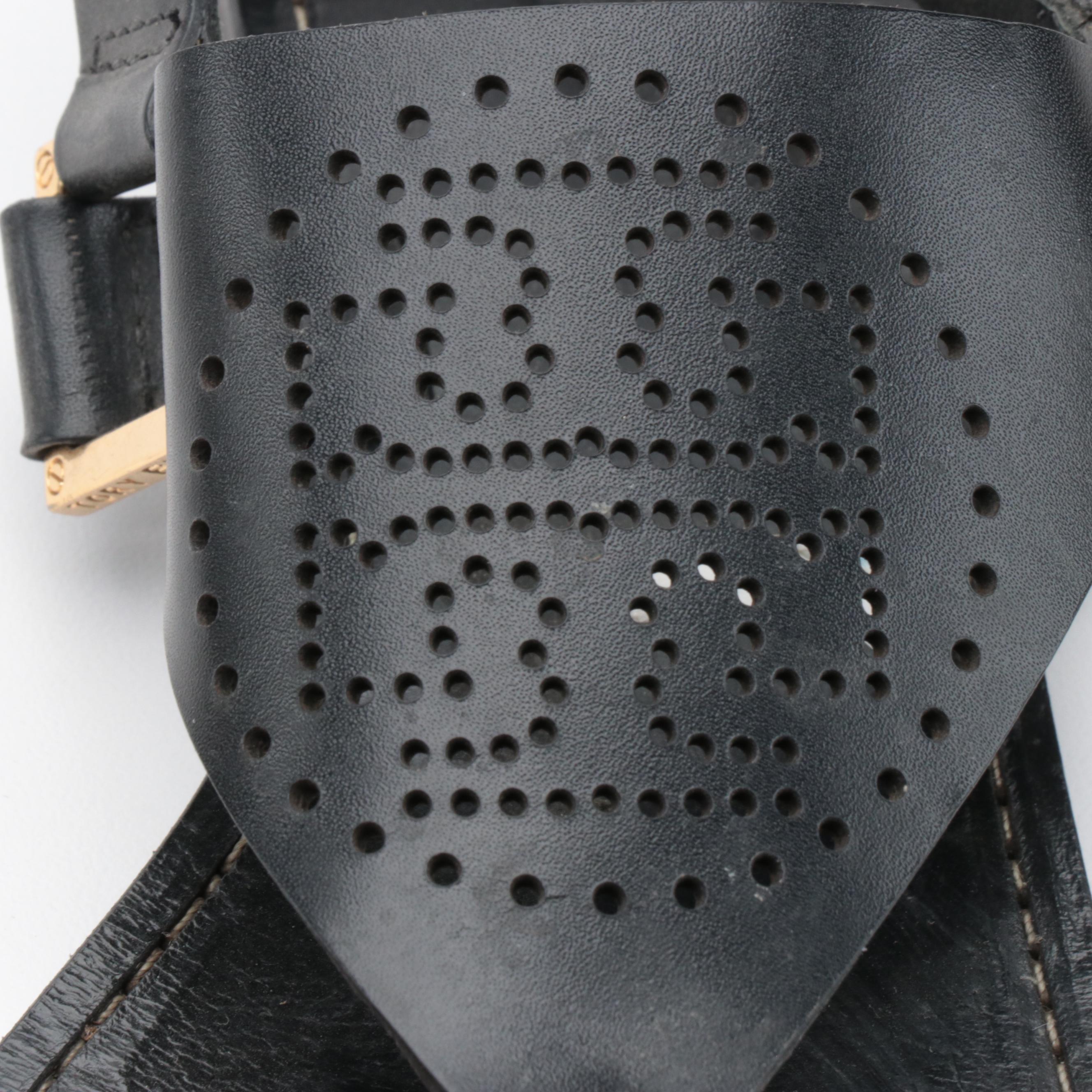 Tory Burch Miller Black Leather Sandals and Emil Espadrille Wedge Sandals