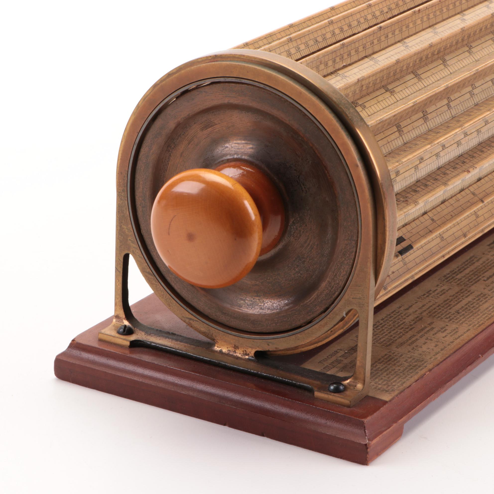 Thacher's Cylindrical Slide Rule Calculating Instrument with Case and Booklet