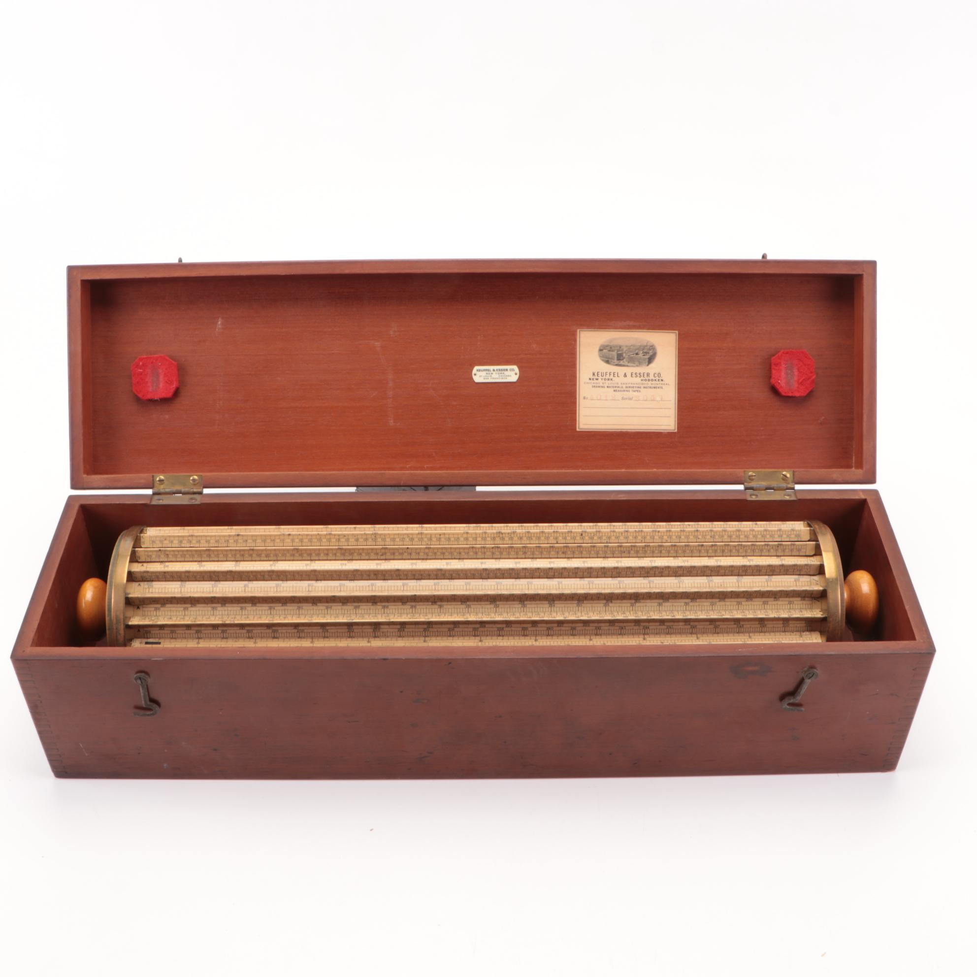 Thacher's Cylindrical Slide Rule Calculating Instrument with Case and Booklet