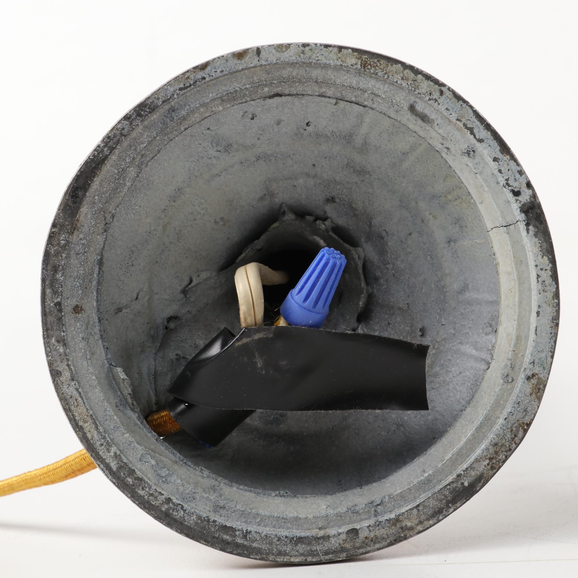 Art Nouveau Cast Metal Table Lamps with Reverse Painted Shades, Early/Mid 20th C