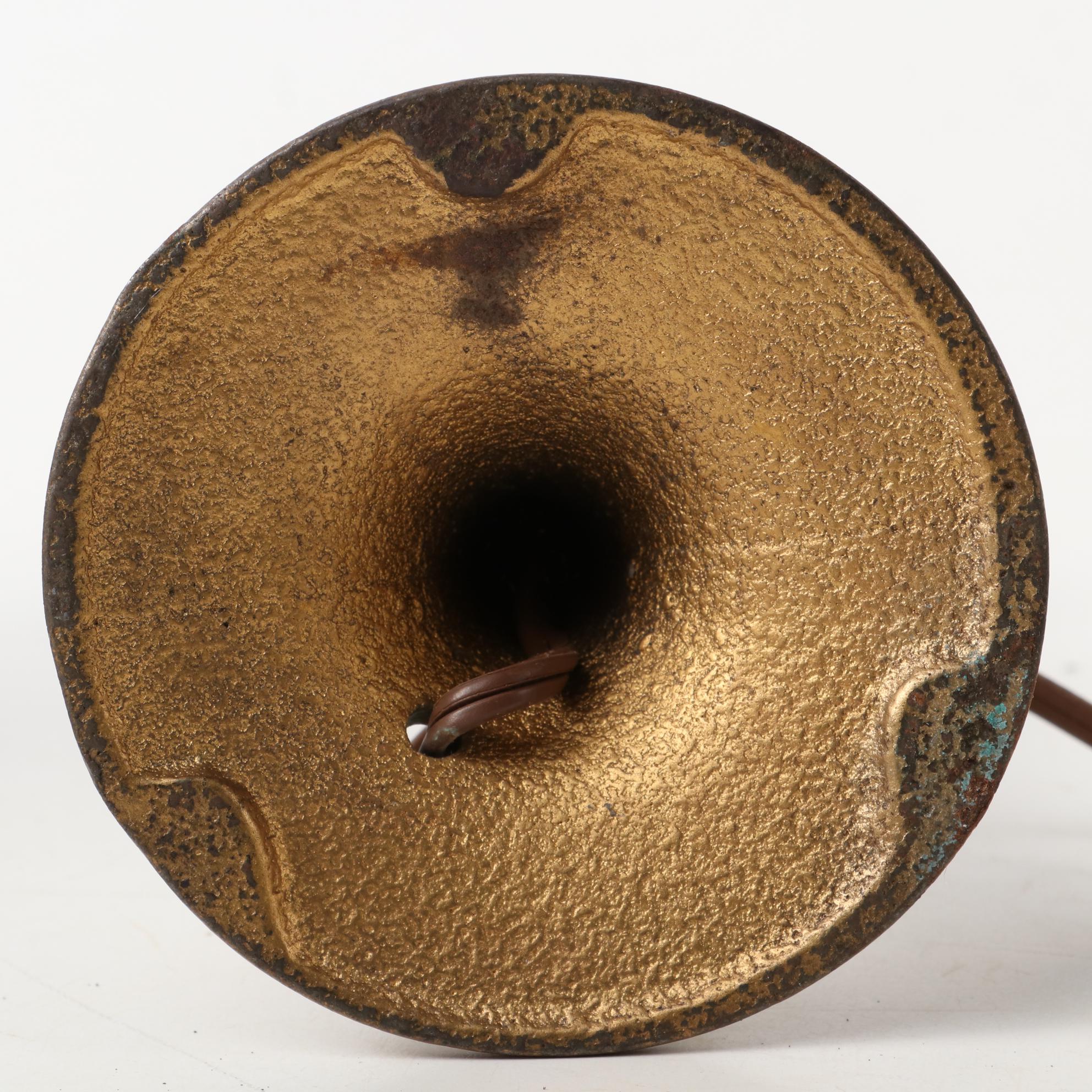 Art Nouveau Cast Metal Table Lamps with Reverse Painted Shades, Early/Mid 20th C