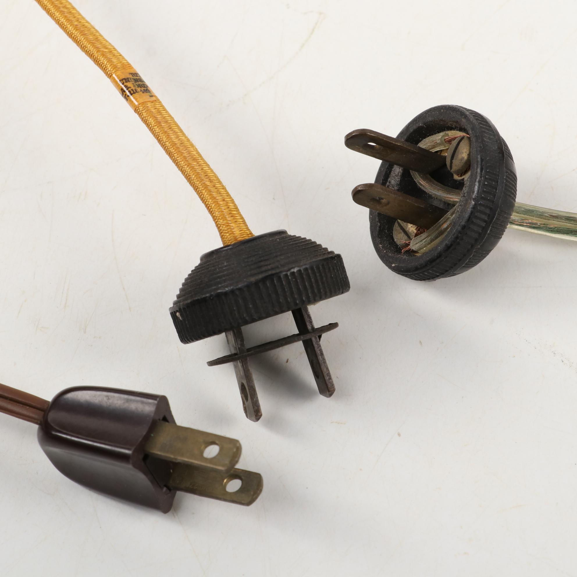 Art Nouveau Cast Metal Table Lamps with Reverse Painted Shades, Early/Mid 20th C