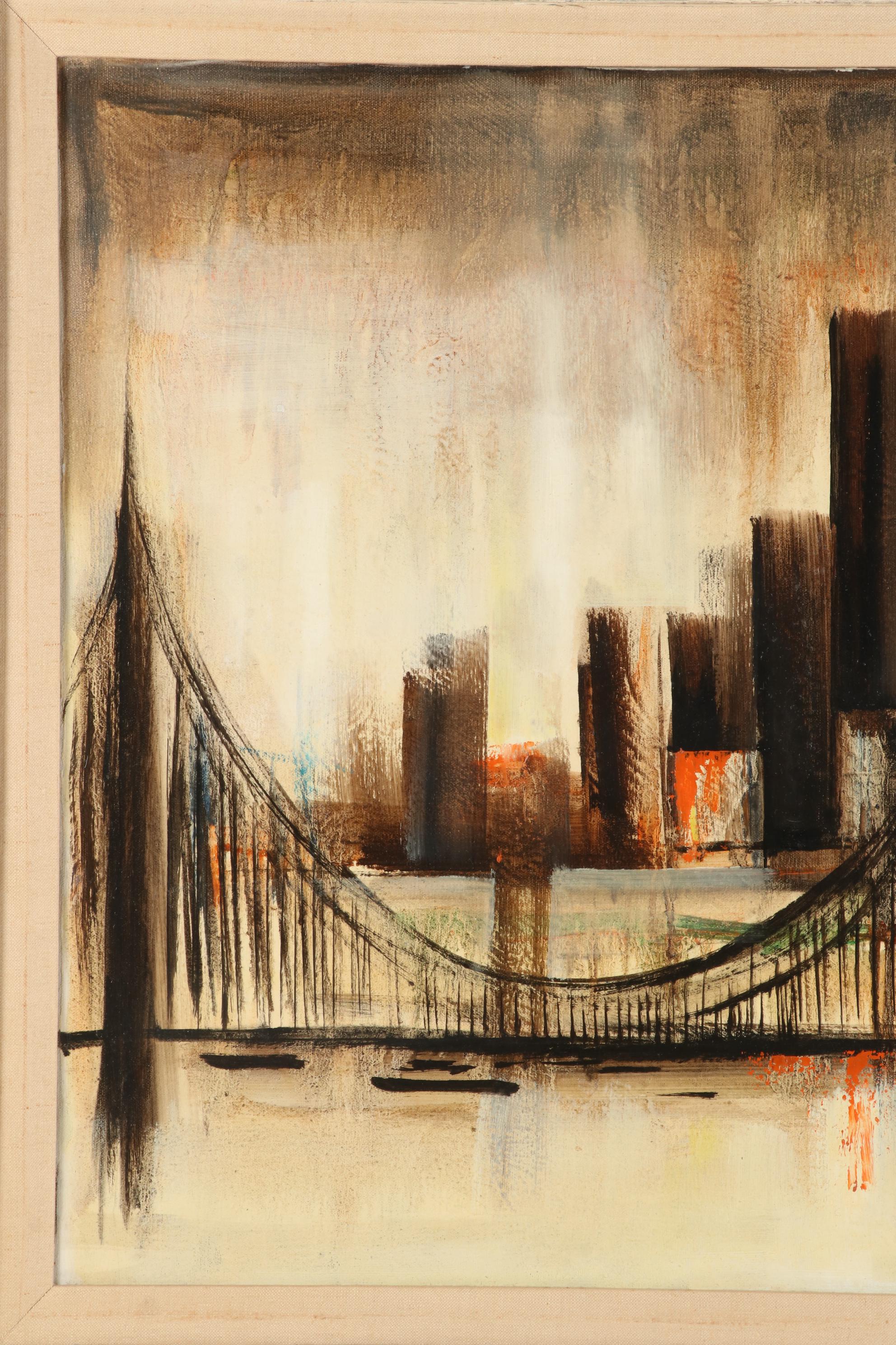 Ozz França Modernist Oil Painting "Study of City - Composition of City"