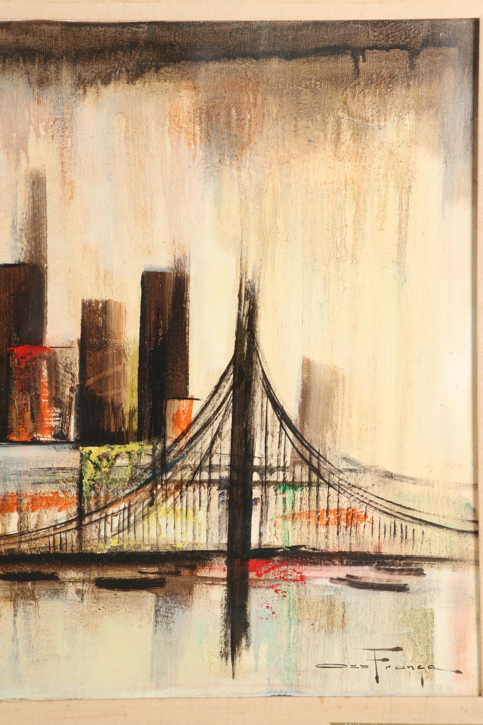 Ozz França Modernist Oil Painting "Study of City - Composition of City"