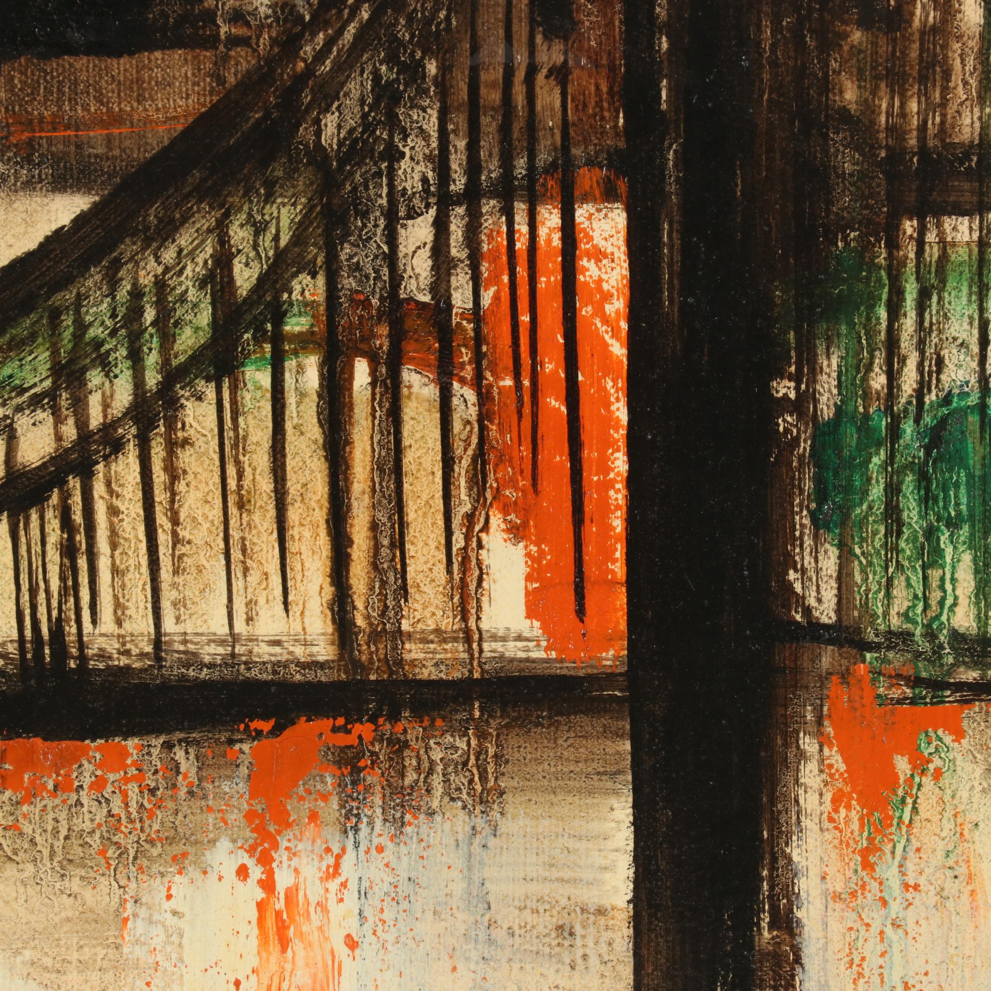 Ozz França Modernist Oil Painting "Study of City - Composition of City"