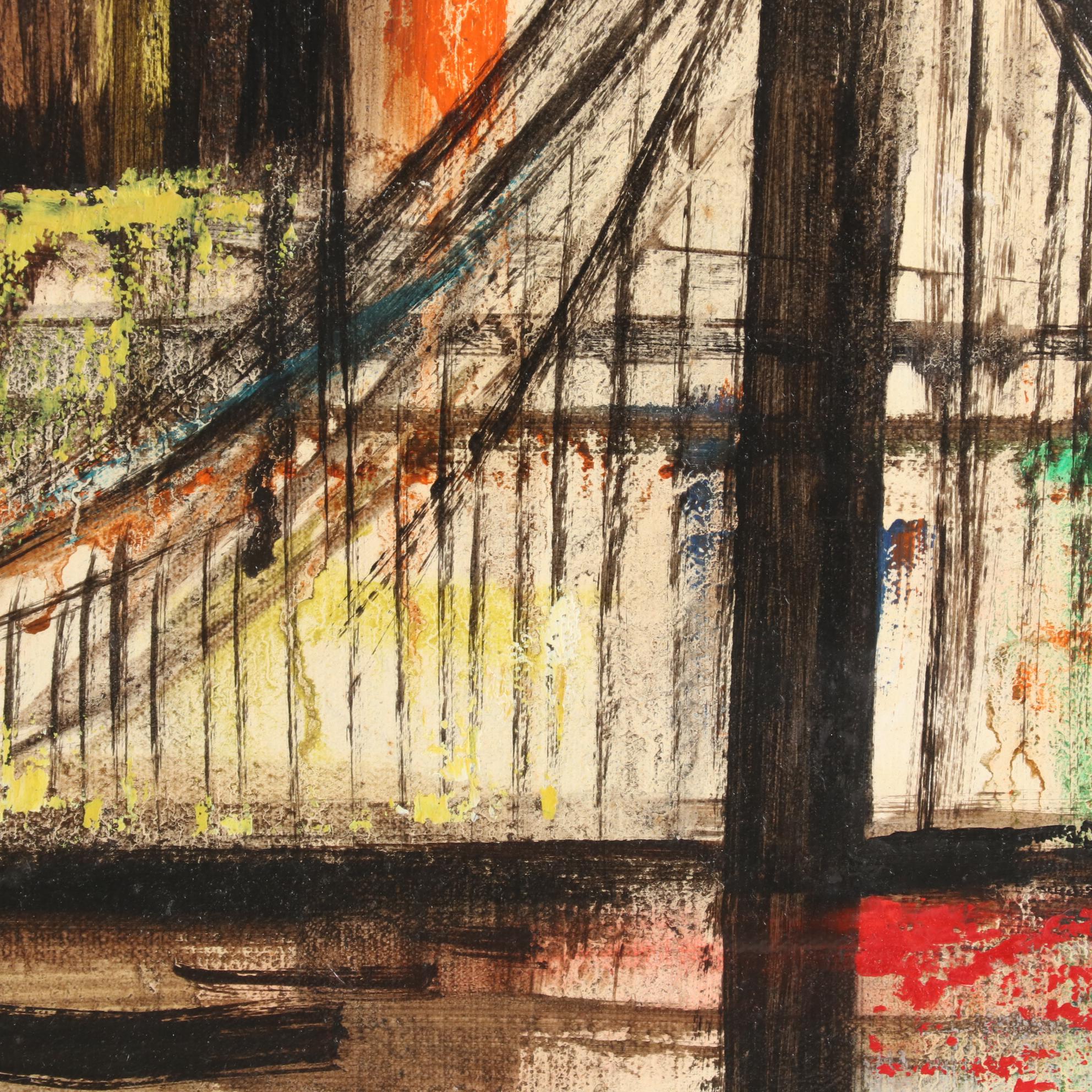 Ozz França Modernist Oil Painting "Study of City - Composition of City"