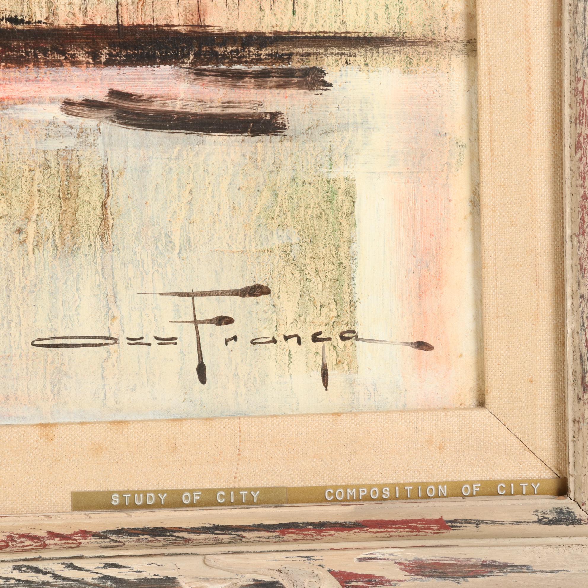 Ozz França Modernist Oil Painting "Study of City - Composition of City"