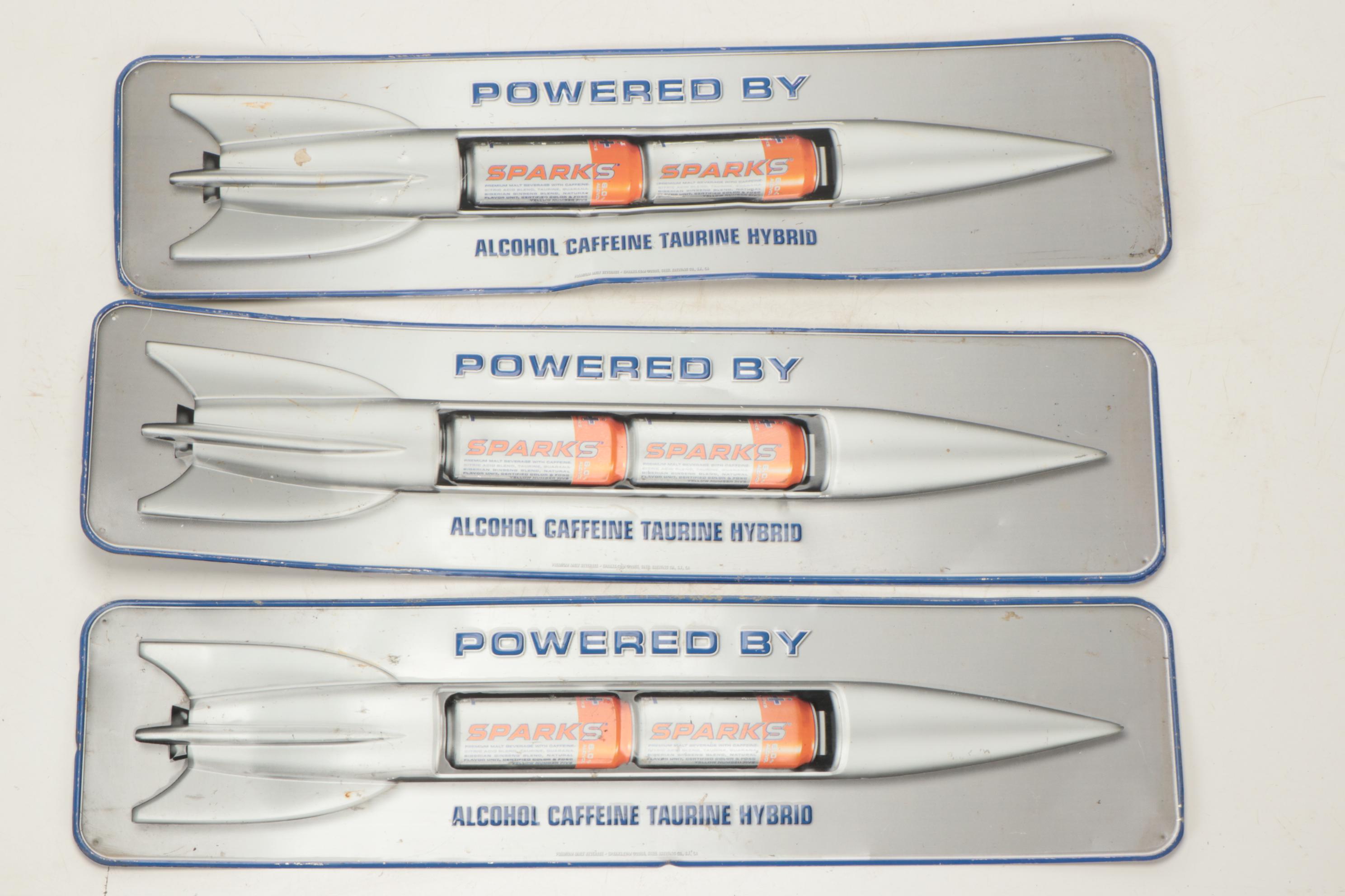 "Sparks Premium Malt Beverage with Caffeine" Metal Advertising Signs