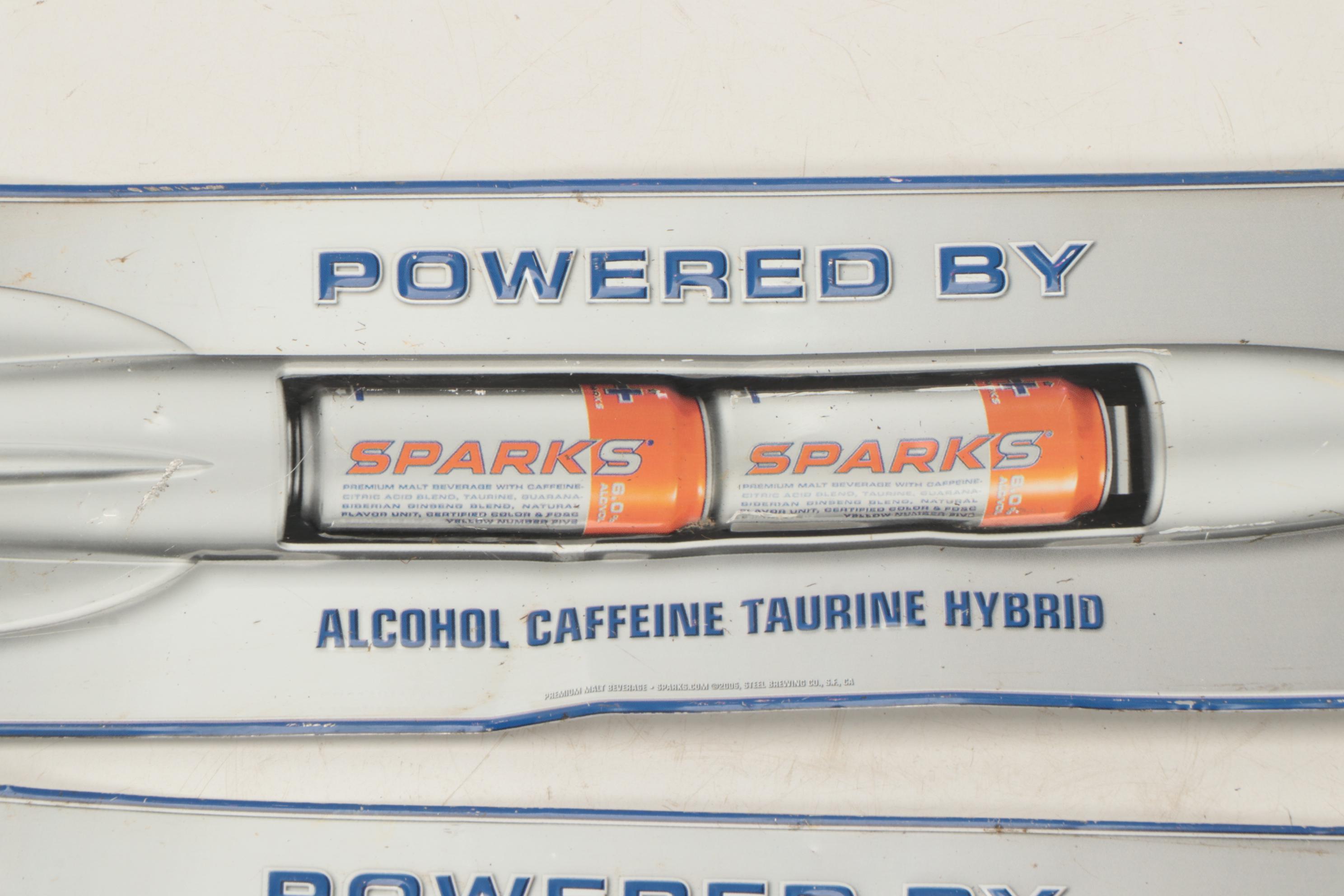 "Sparks Premium Malt Beverage with Caffeine" Metal Advertising Signs