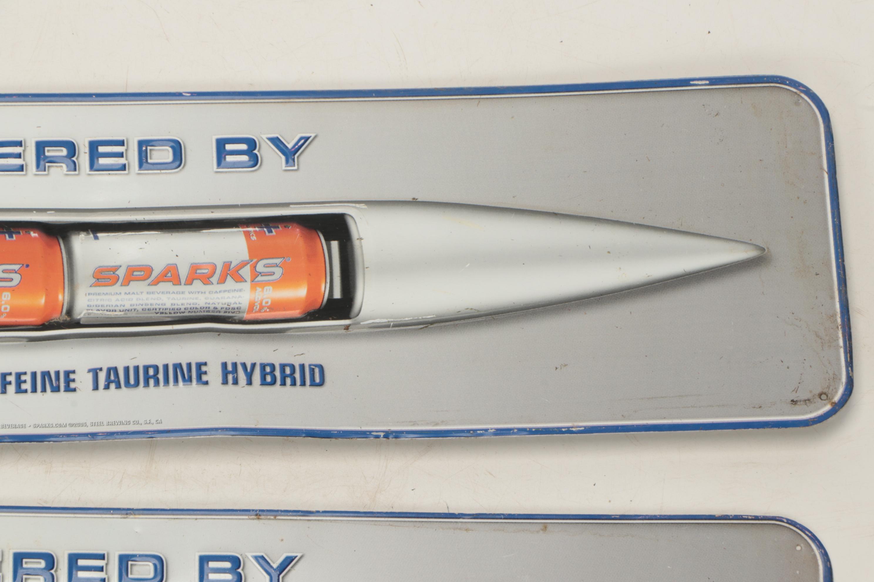 "Sparks Premium Malt Beverage with Caffeine" Metal Advertising Signs