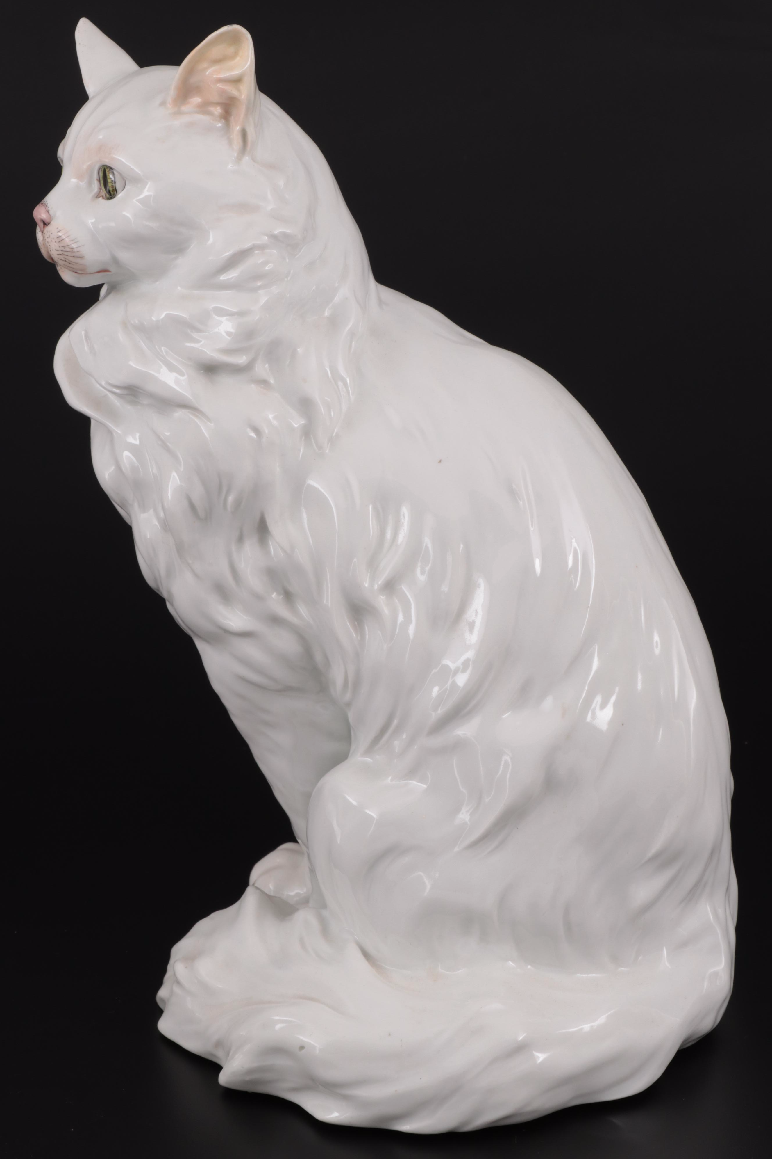 Carl Thieme Potschapple Cat Figurine, Early to Mid 20th Century