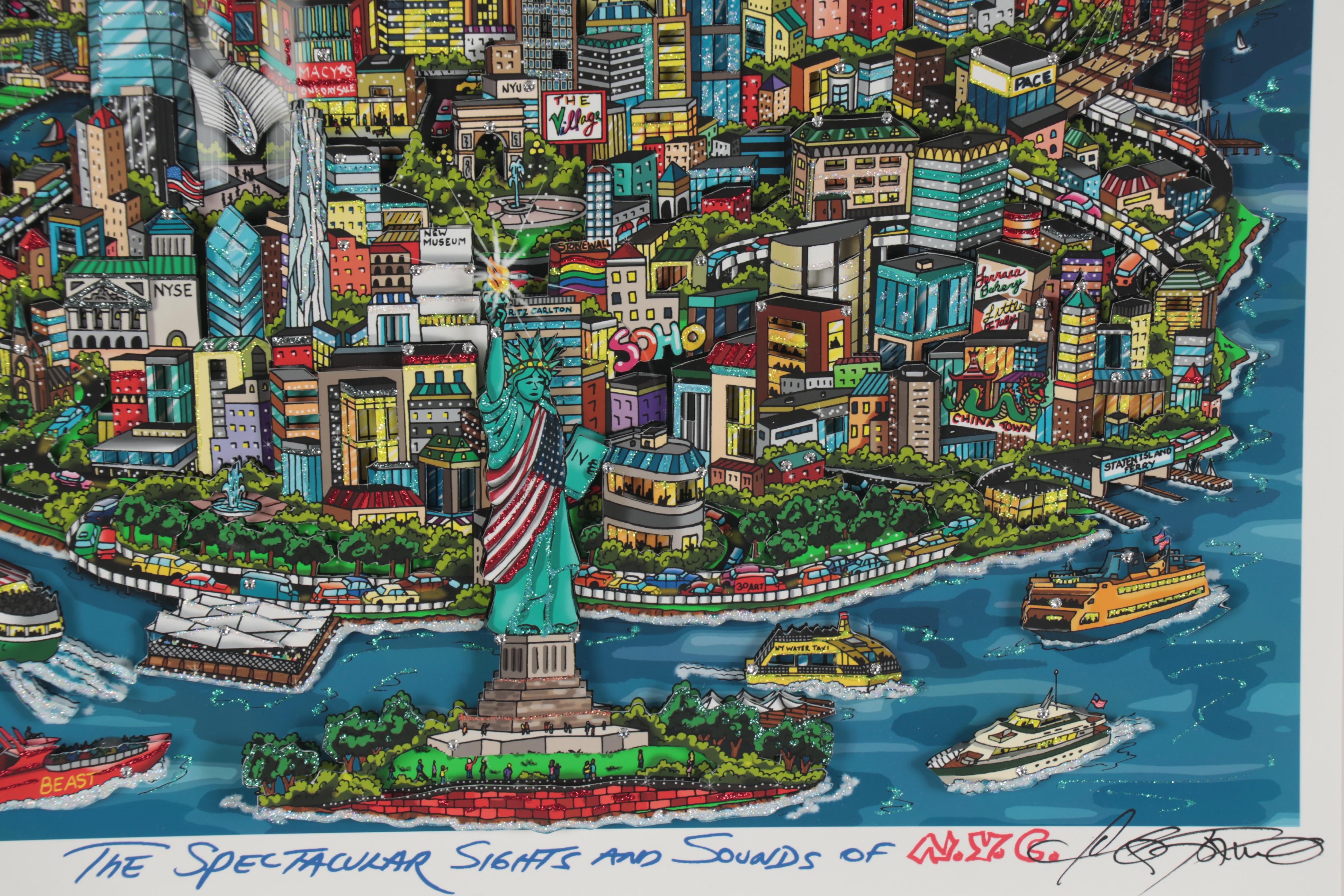 Charles Fazzino Mixed Media Collage "The Spectacular Sights and Sounds of NYC"