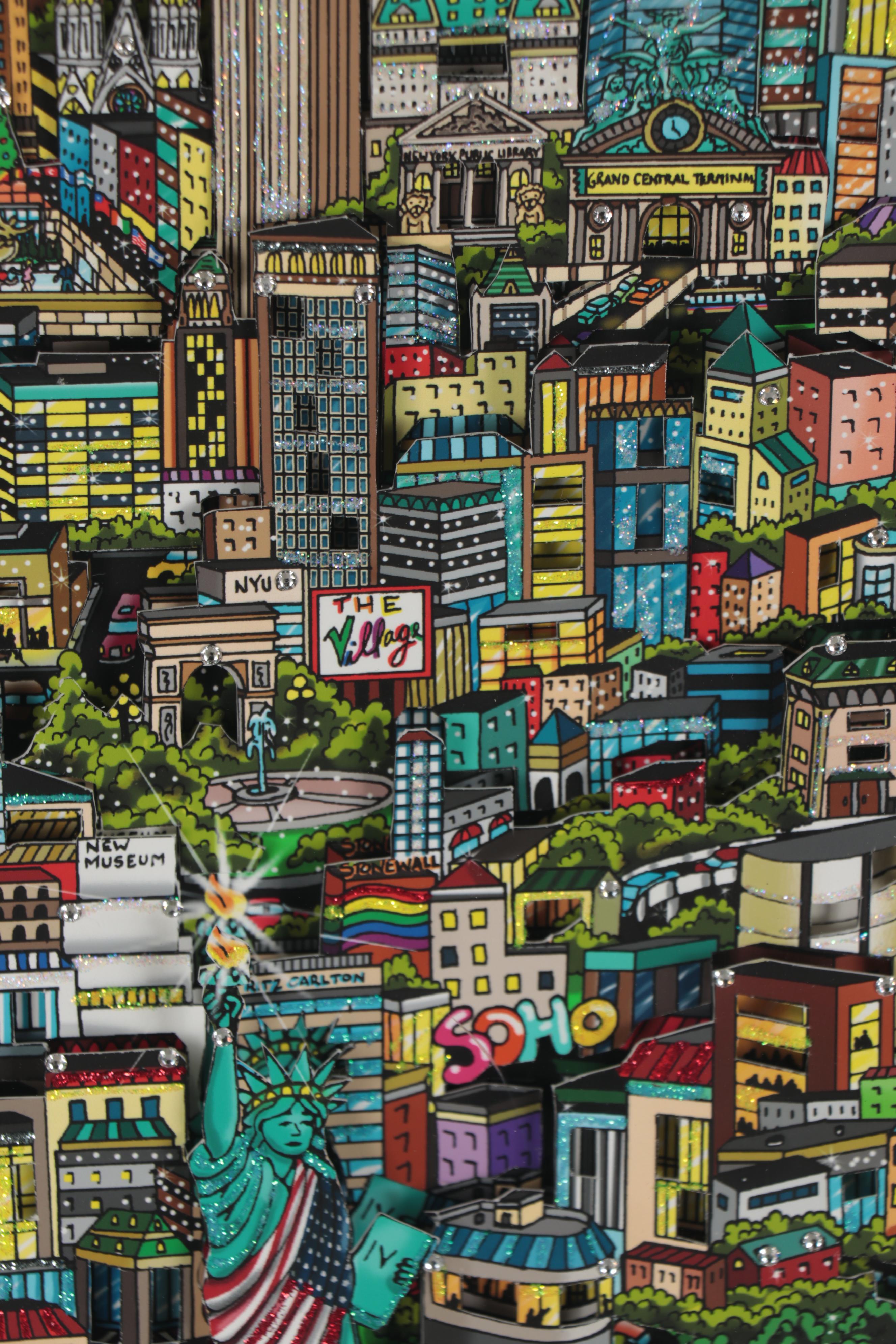 Charles Fazzino Mixed Media Collage "The Spectacular Sights and Sounds of NYC"