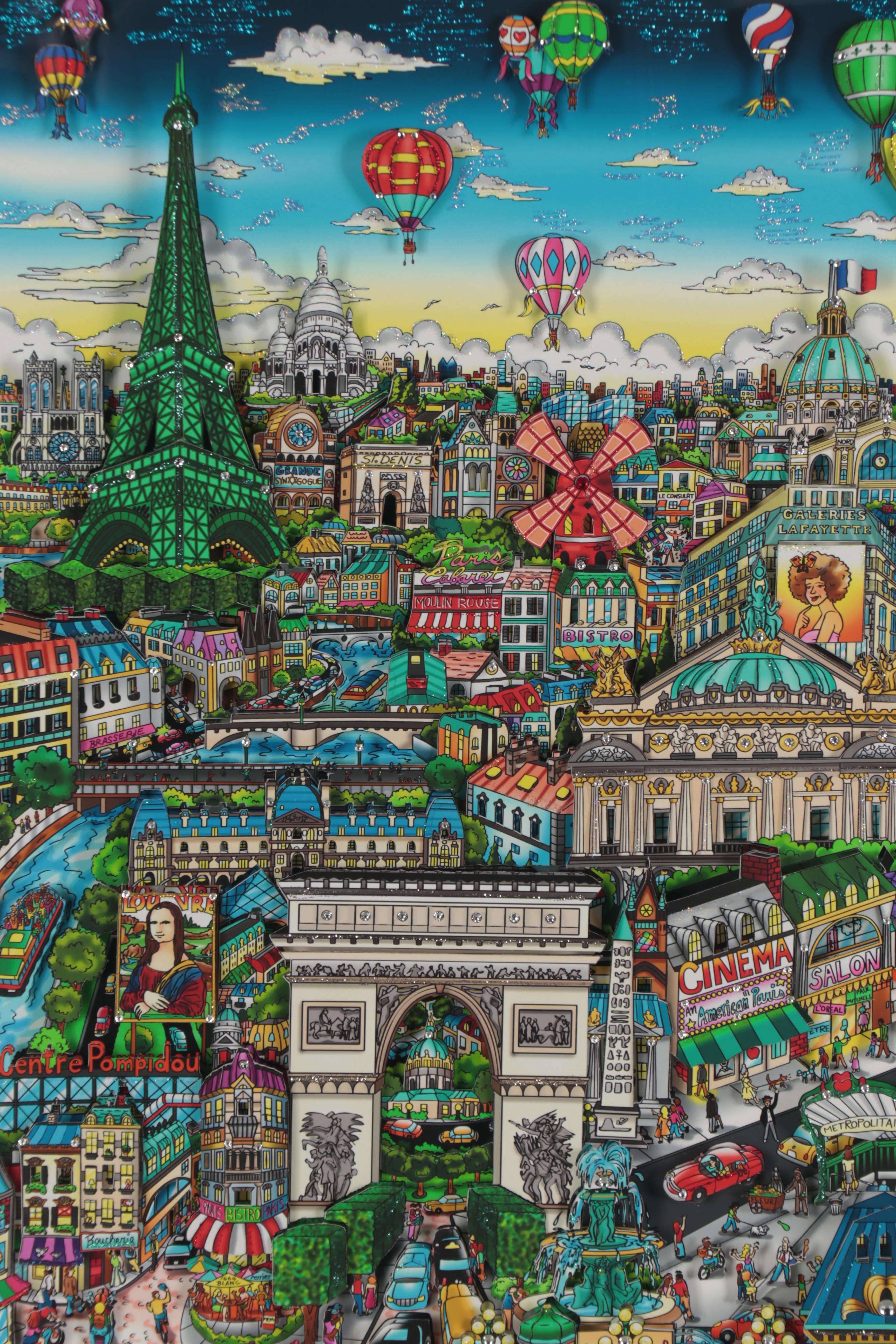 Charles Fazzino Mixed Media Collage "Under the Paris Sky," 2018