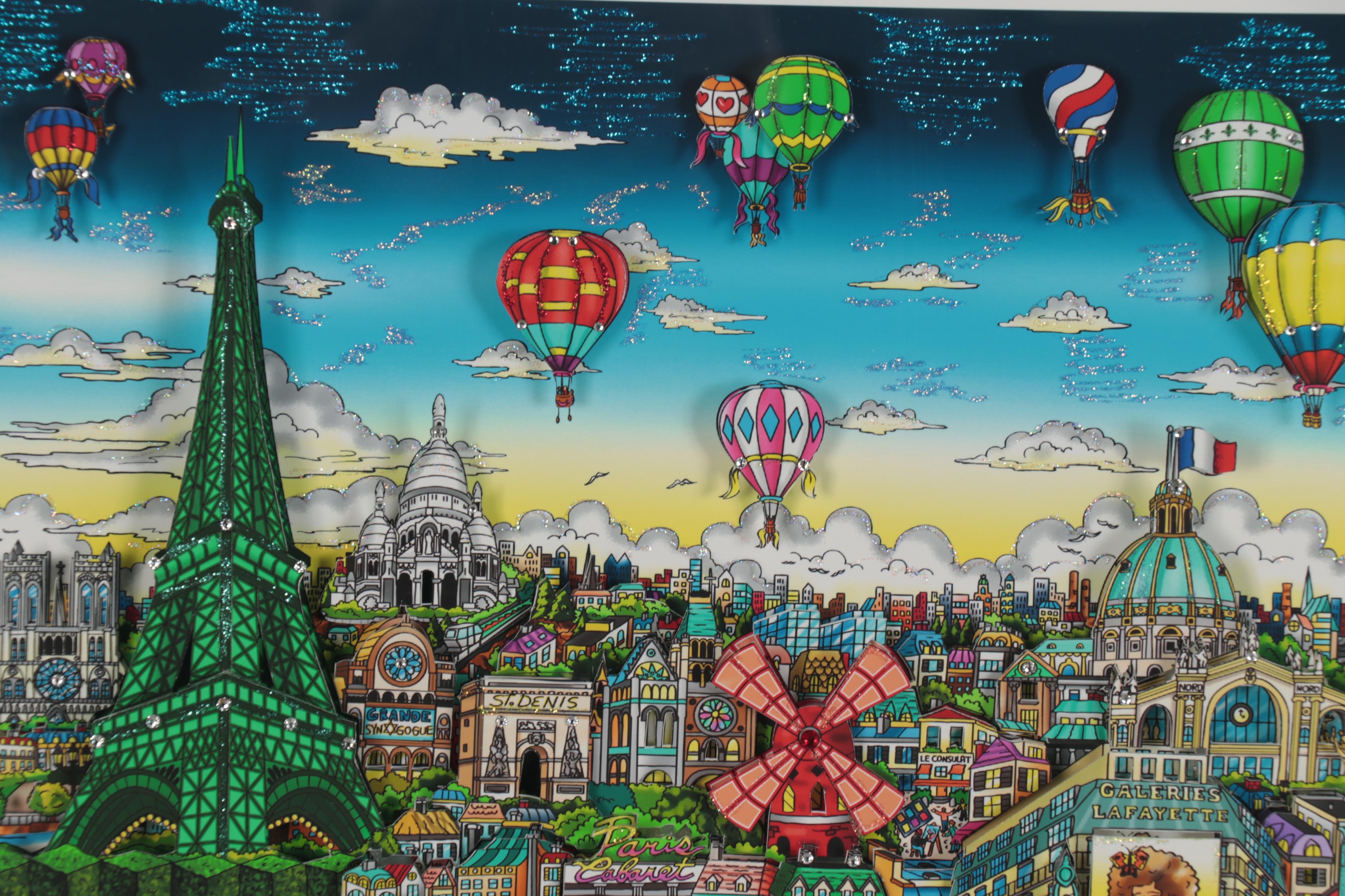 Charles Fazzino Mixed Media Collage "Under the Paris Sky," 2018