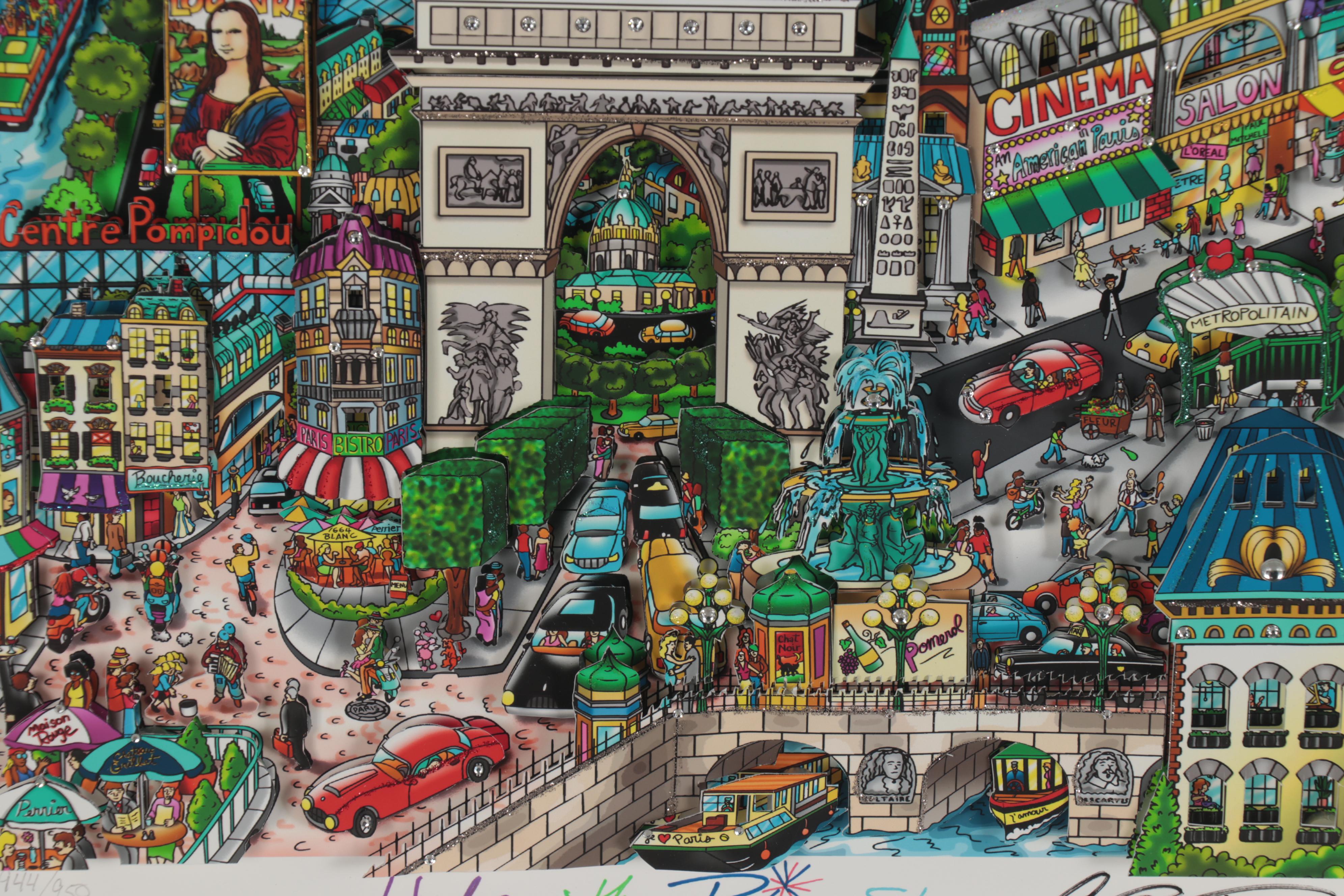 Charles Fazzino Mixed Media Collage "Under the Paris Sky," 2018