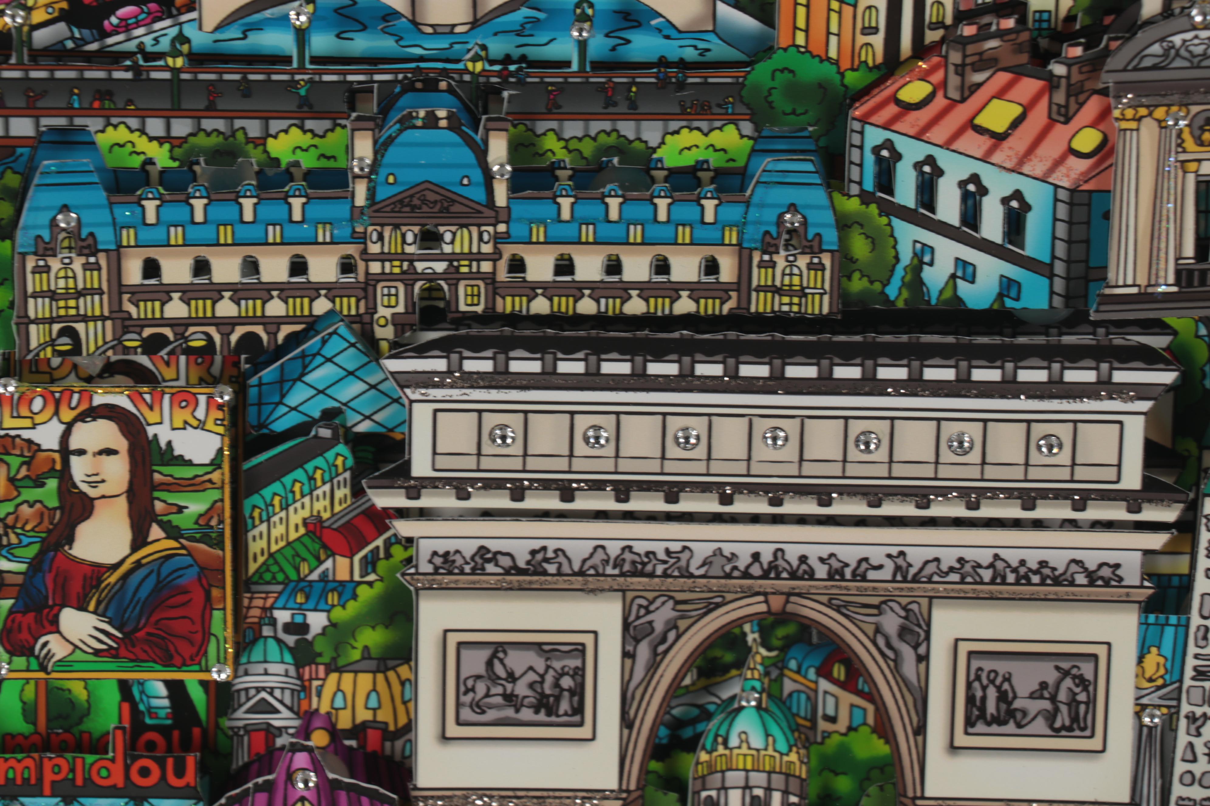 Charles Fazzino Mixed Media Collage "Under the Paris Sky," 2018