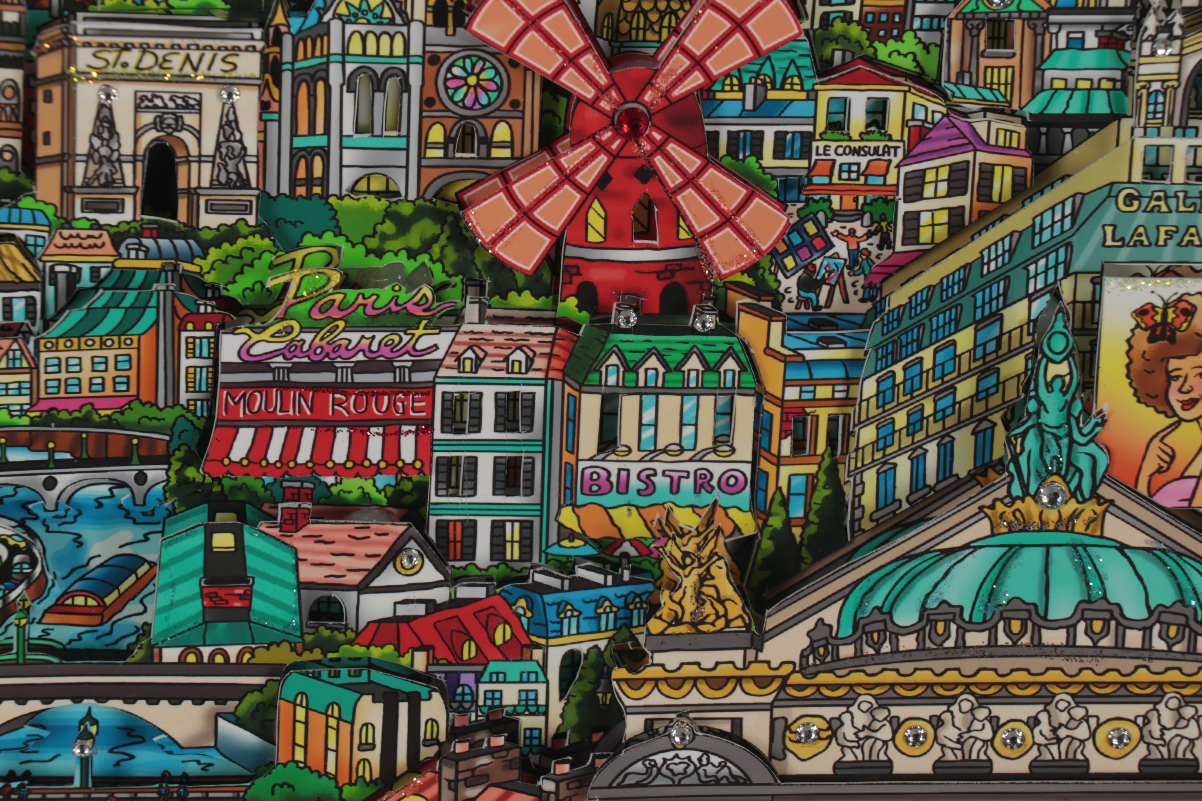 Charles Fazzino Mixed Media Collage "Under the Paris Sky," 2018