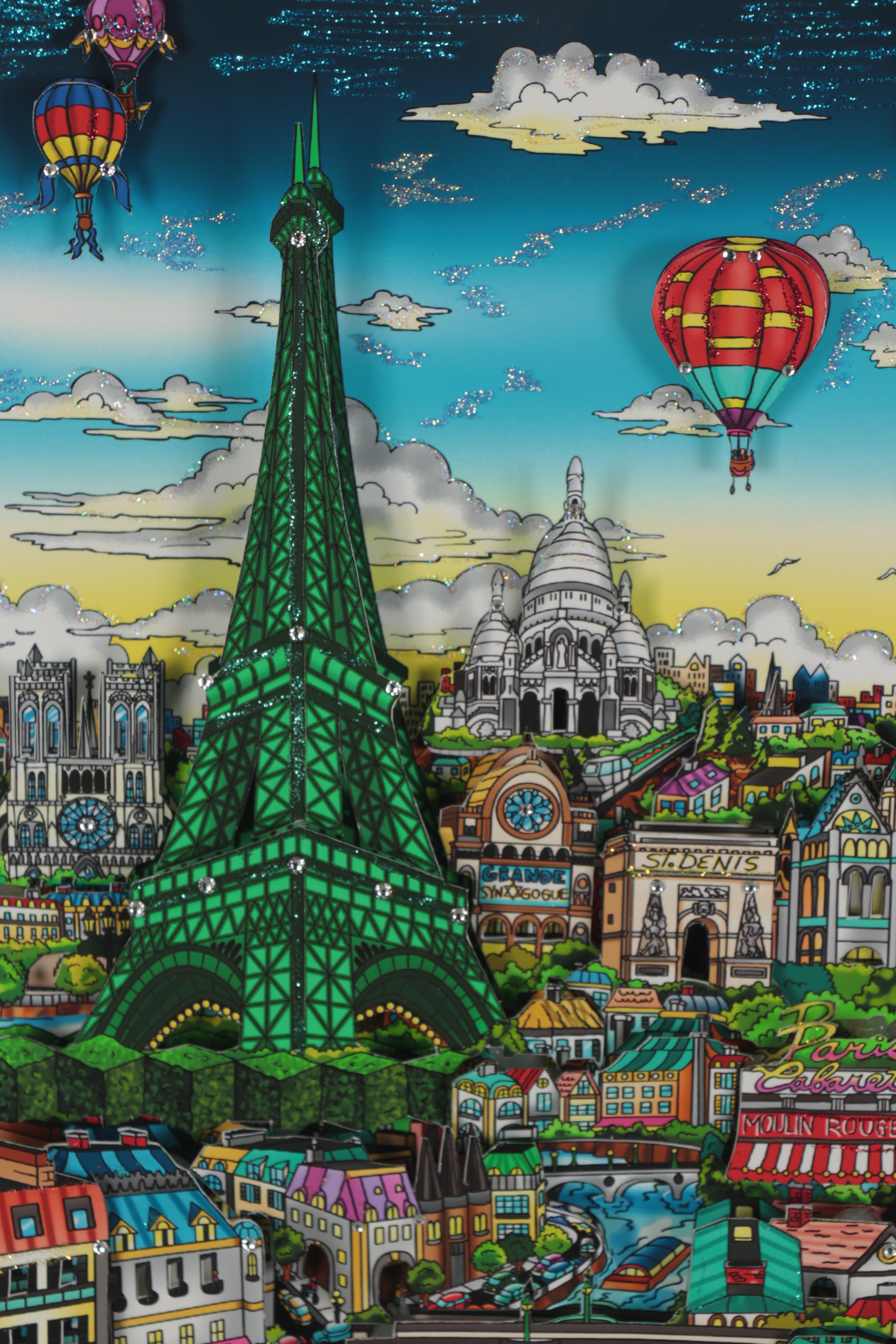 Charles Fazzino Mixed Media Collage "Under the Paris Sky," 2018