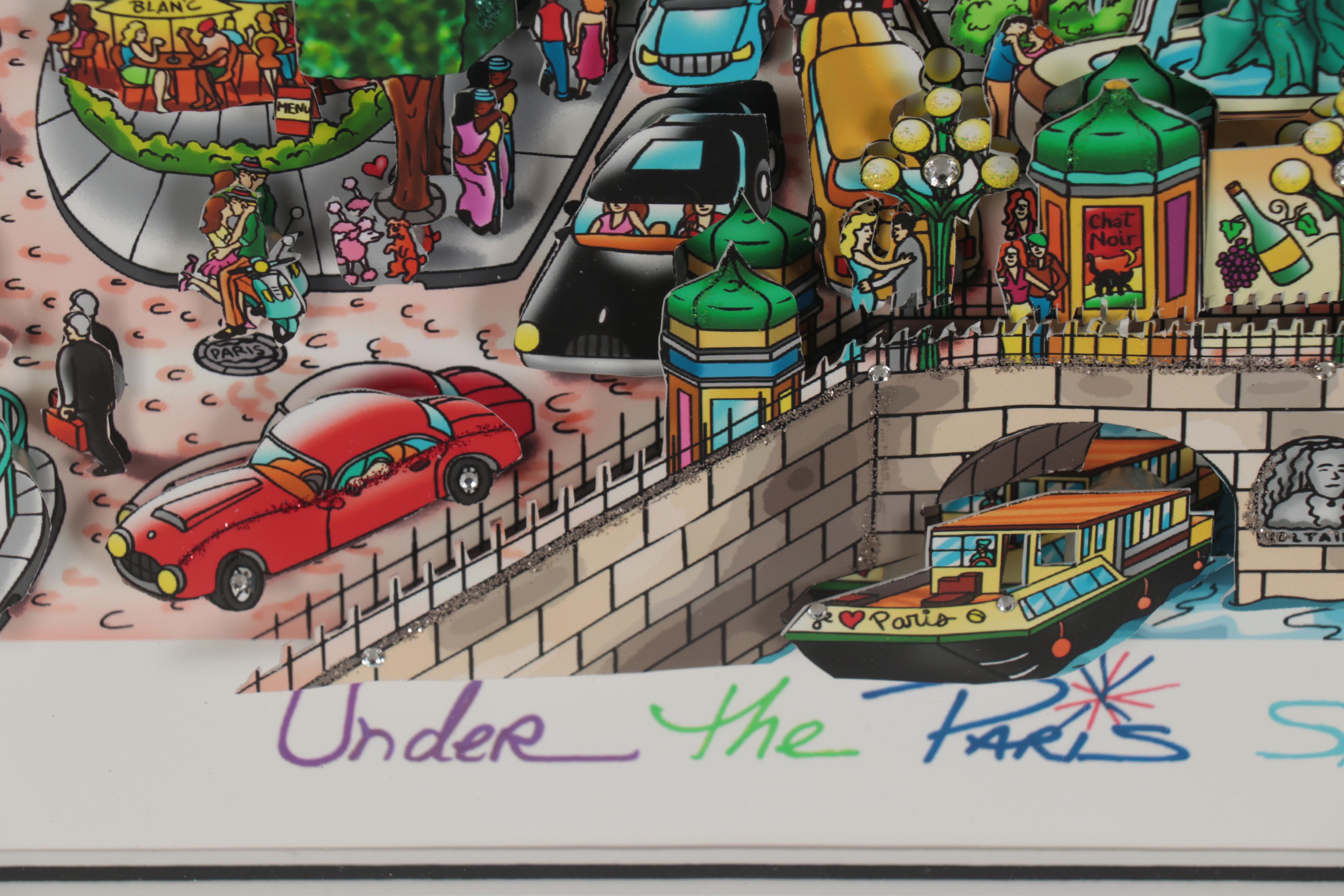 Charles Fazzino Mixed Media Collage "Under the Paris Sky," 2018