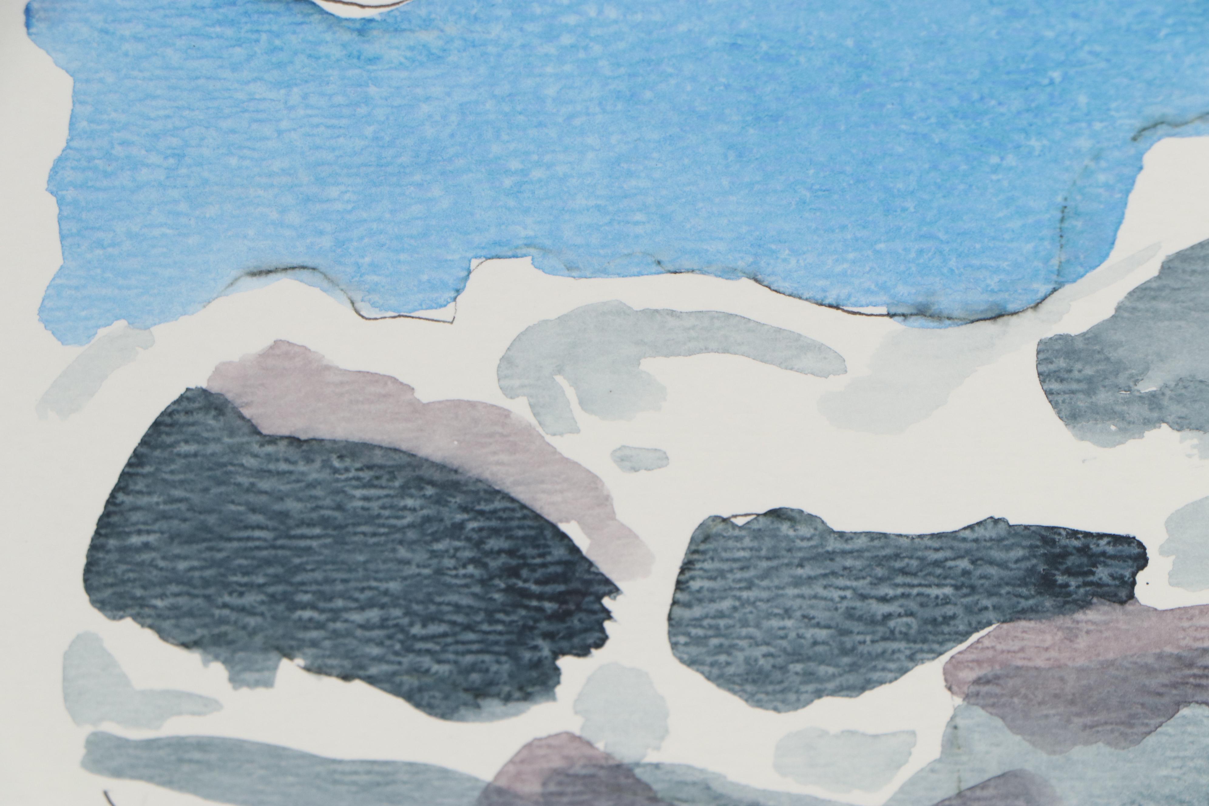 Robert Herrmann Landscape Ink and Watercolor Painting