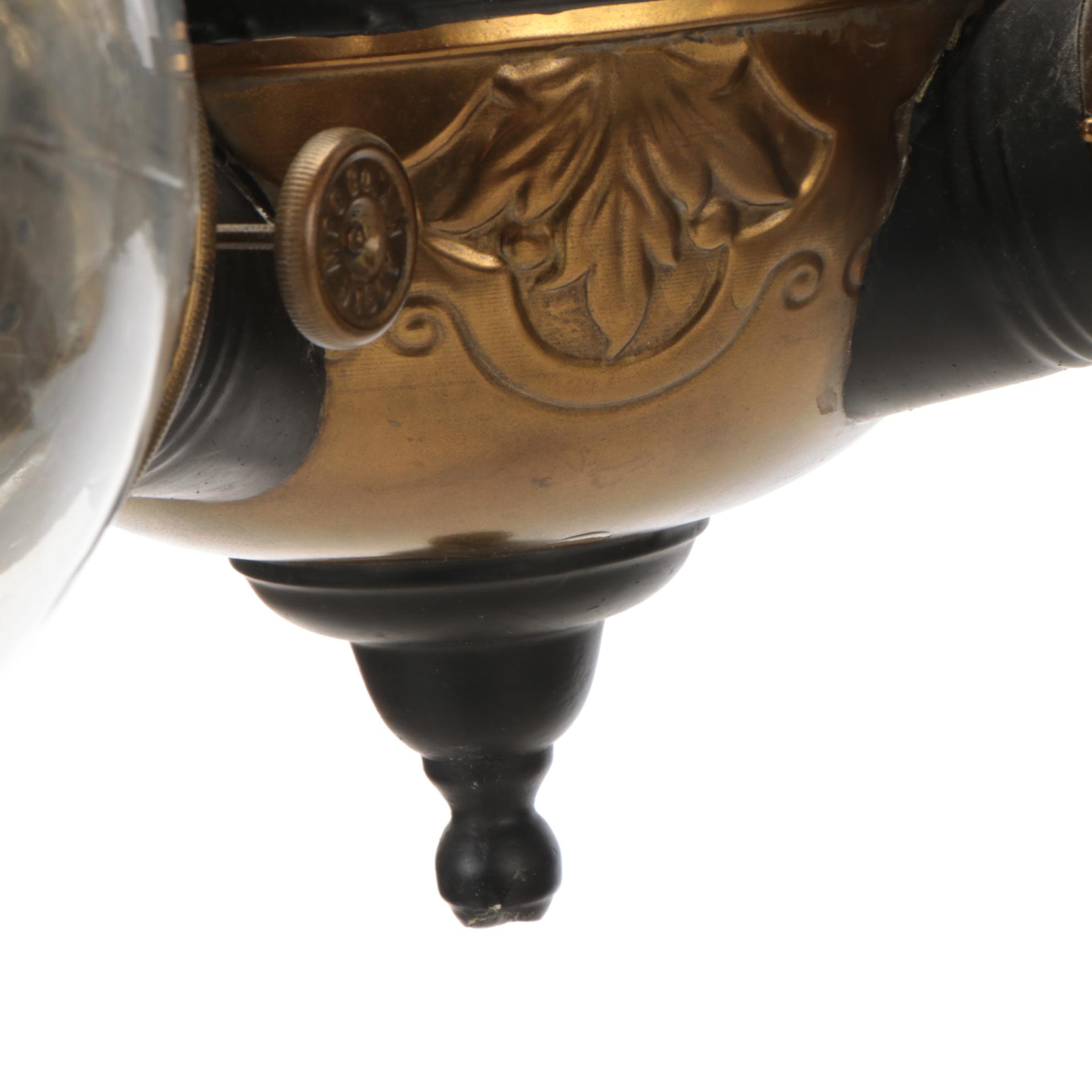 Victorian Angle Lamp Company Four-Arm Kerosene Ceiling Pendant Light