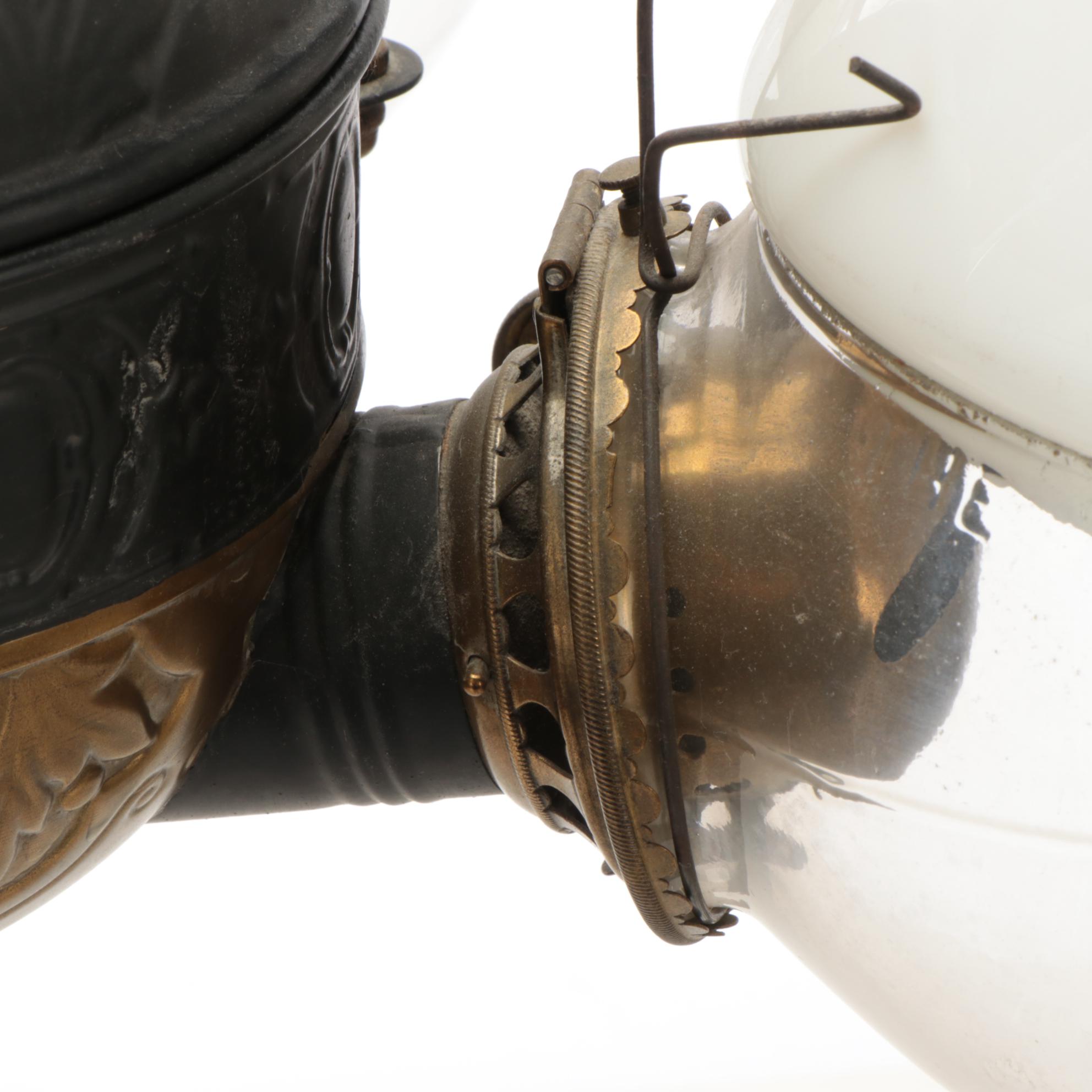 Victorian Angle Lamp Company Four-Arm Kerosene Ceiling Pendant Light