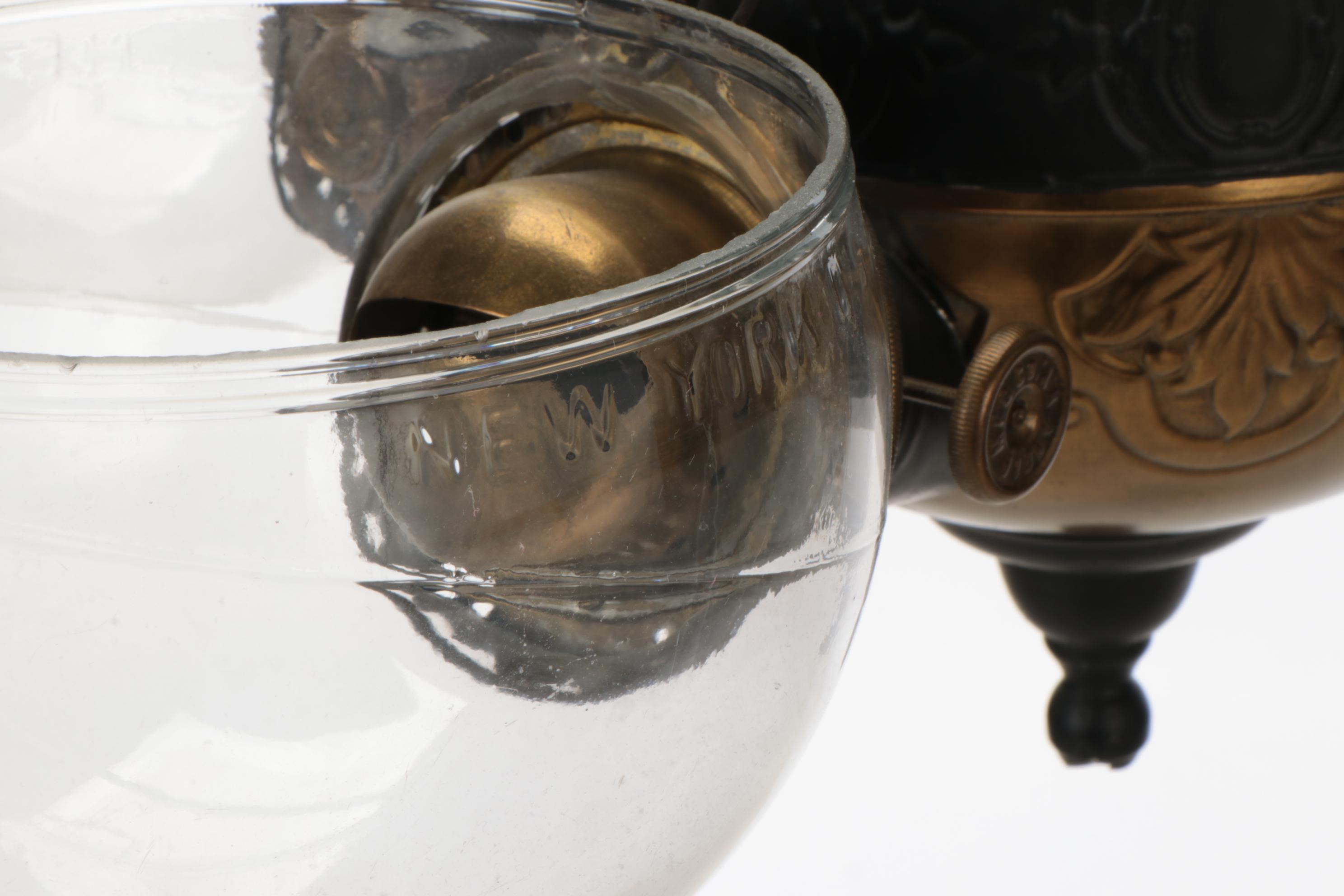 Victorian Angle Lamp Company Four-Arm Kerosene Ceiling Pendant Light