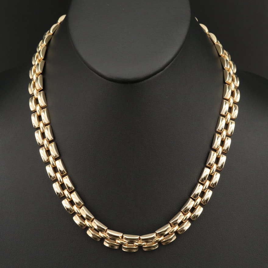 Italian 14K Panther Link Necklace