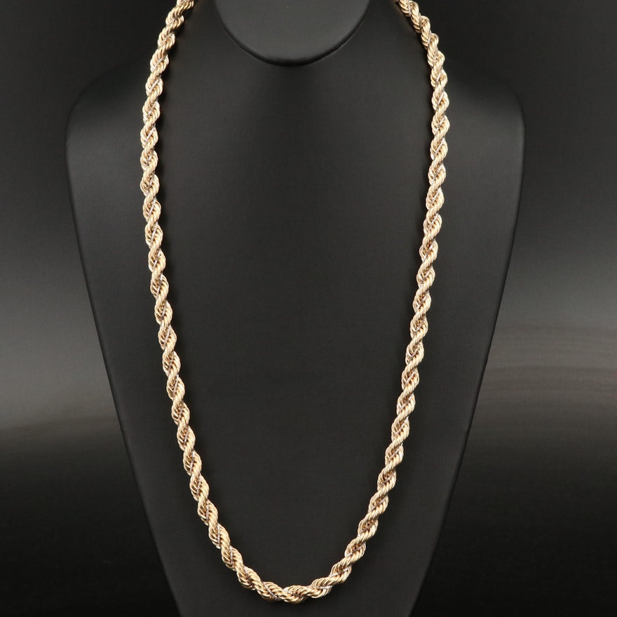 14K Two-Tone Rope and Box Link Wrapped Necklace