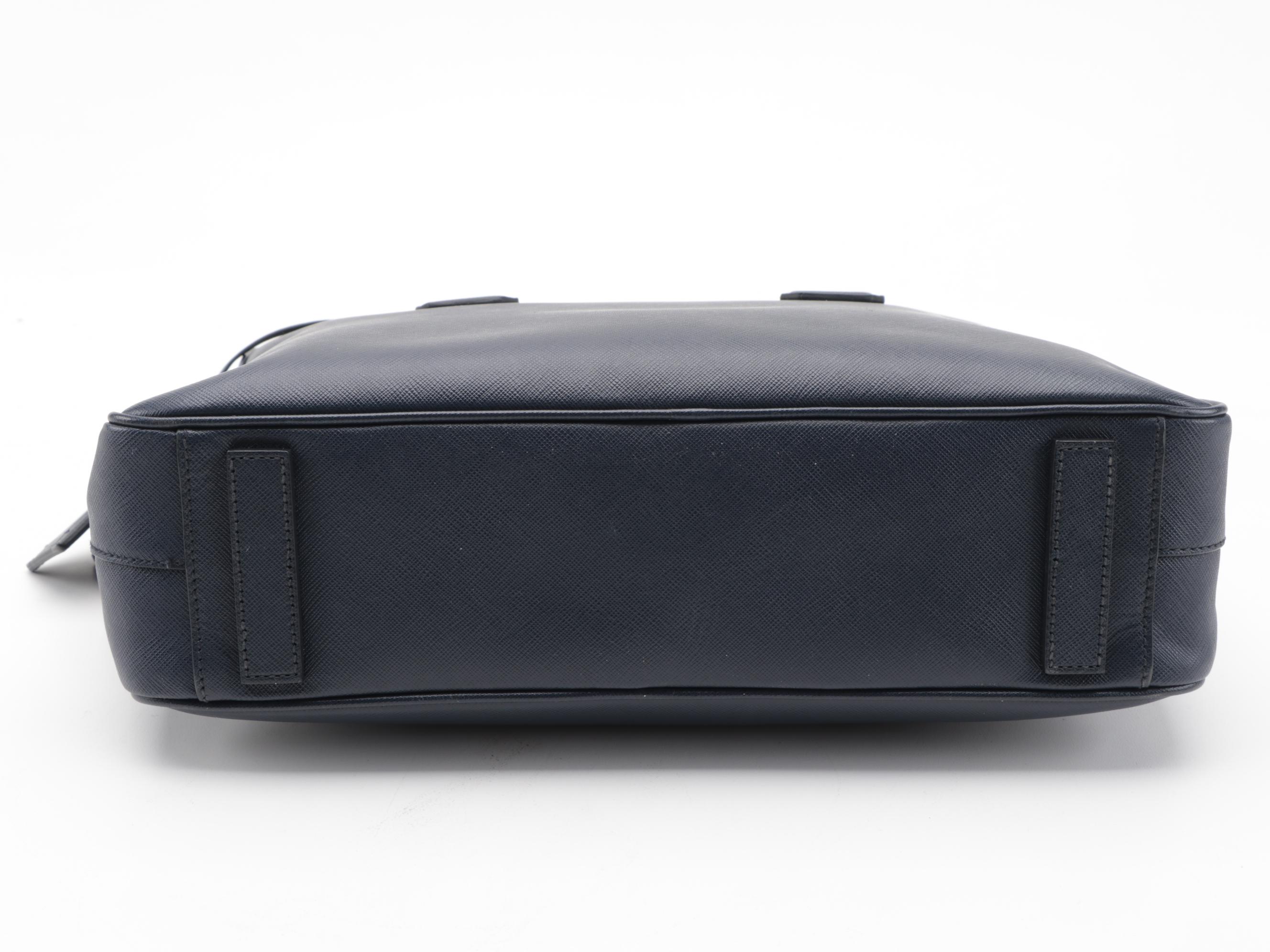 Prada Navy Saffiano Leather Briefcase