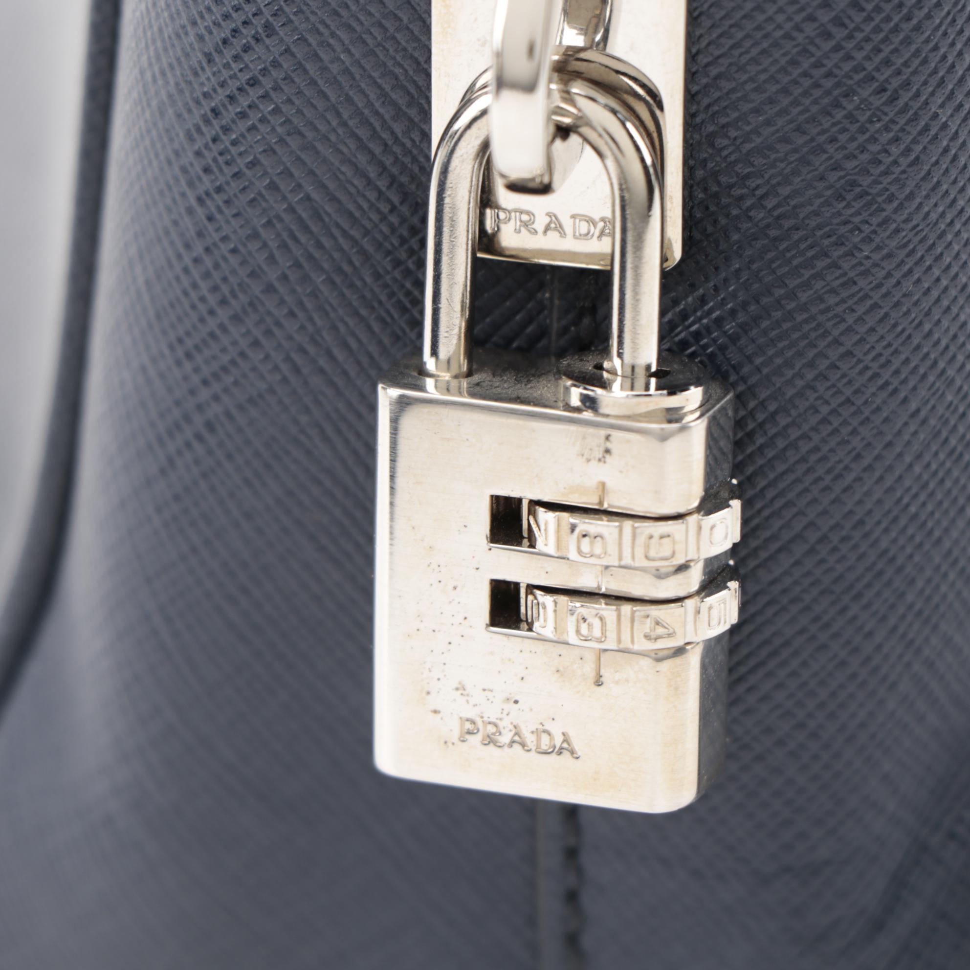 Prada Navy Saffiano Leather Briefcase