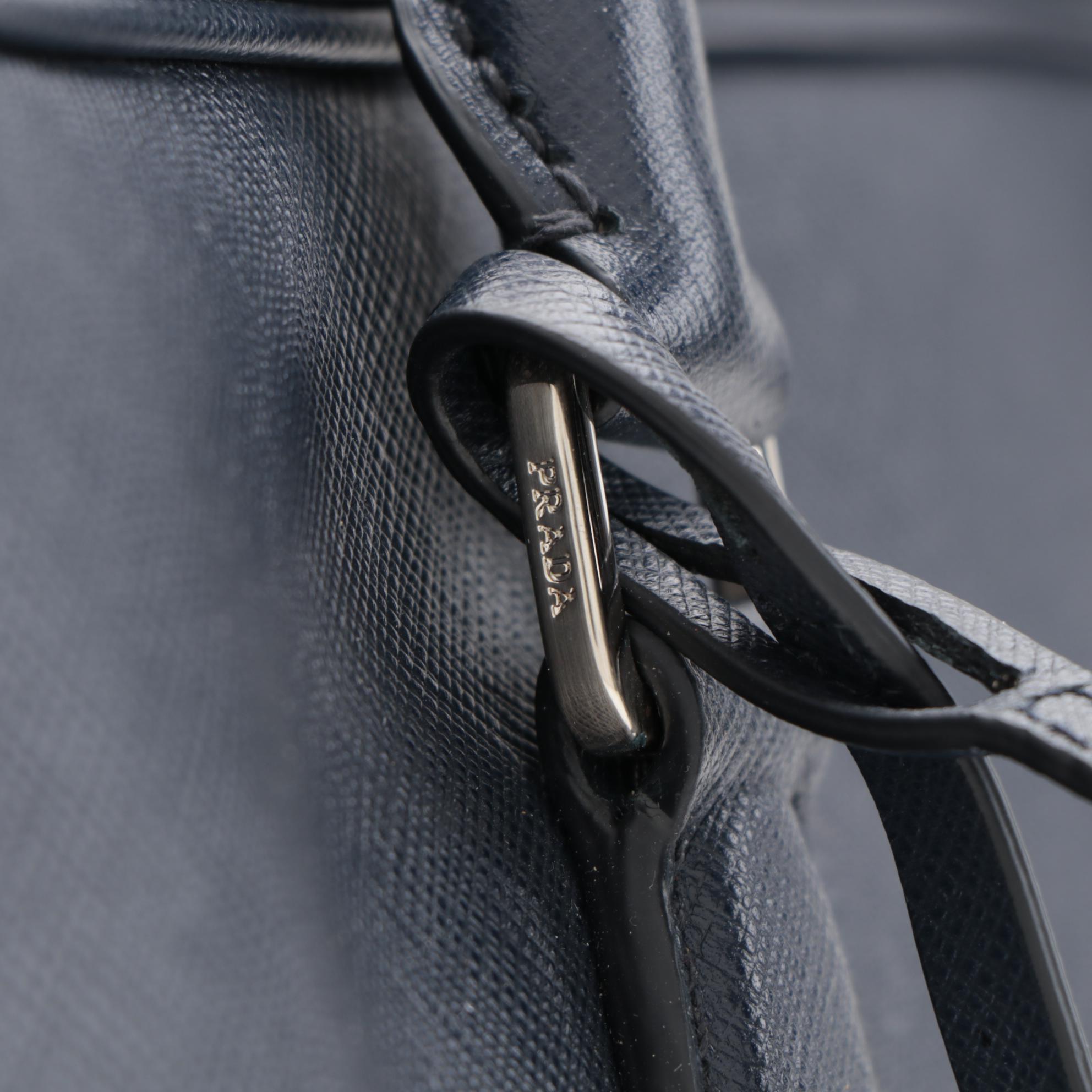 Prada Navy Saffiano Leather Briefcase
