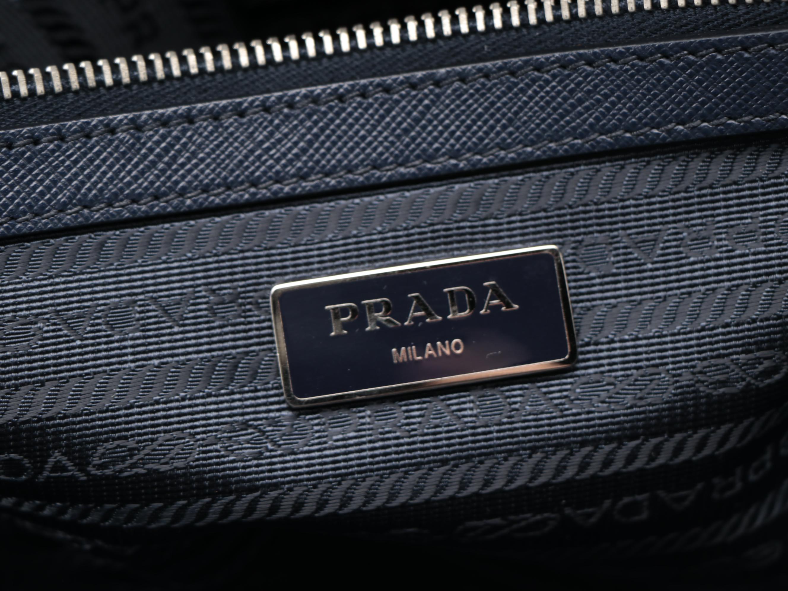 Prada Navy Saffiano Leather Briefcase