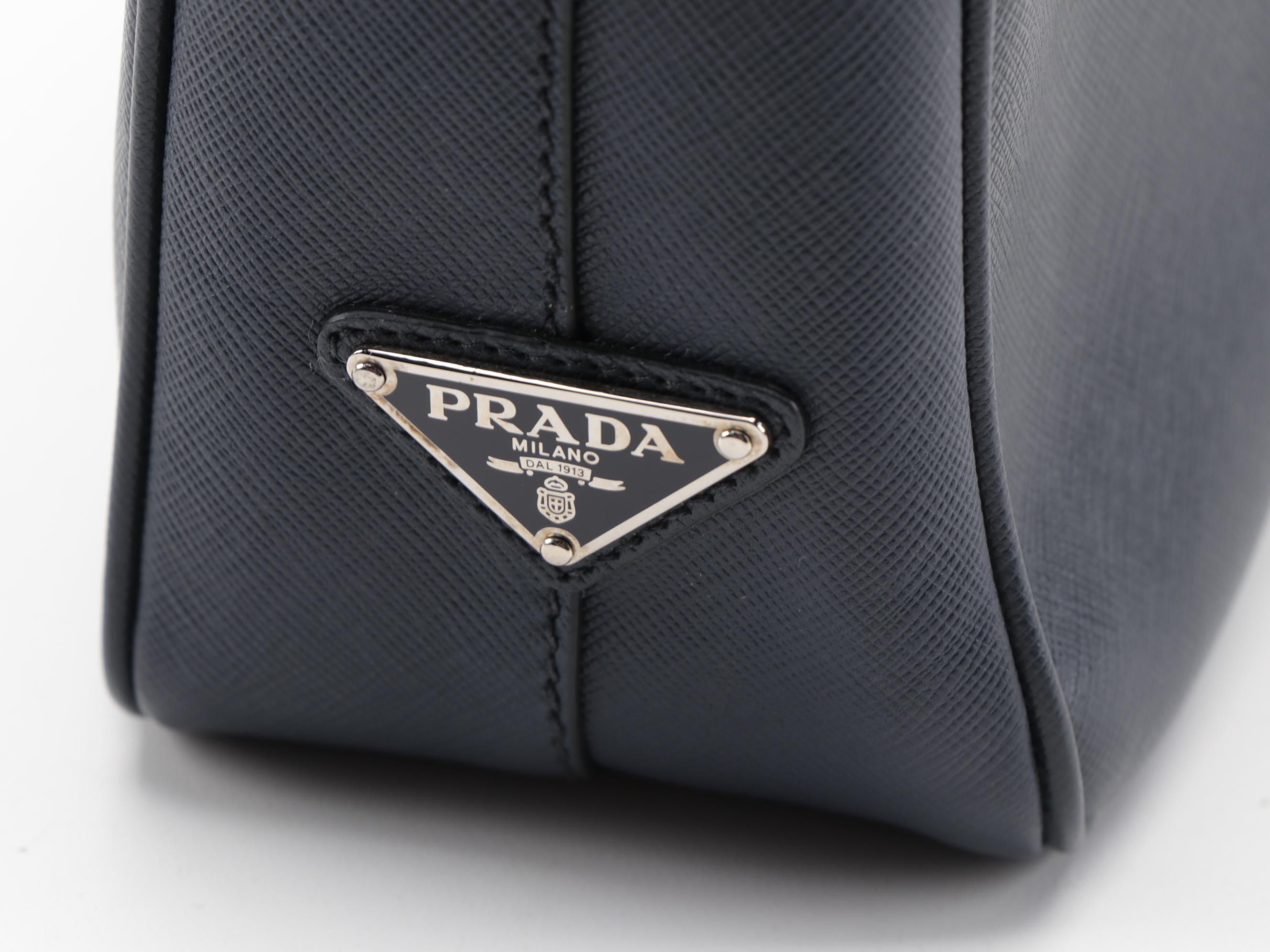 Prada Navy Saffiano Leather Briefcase