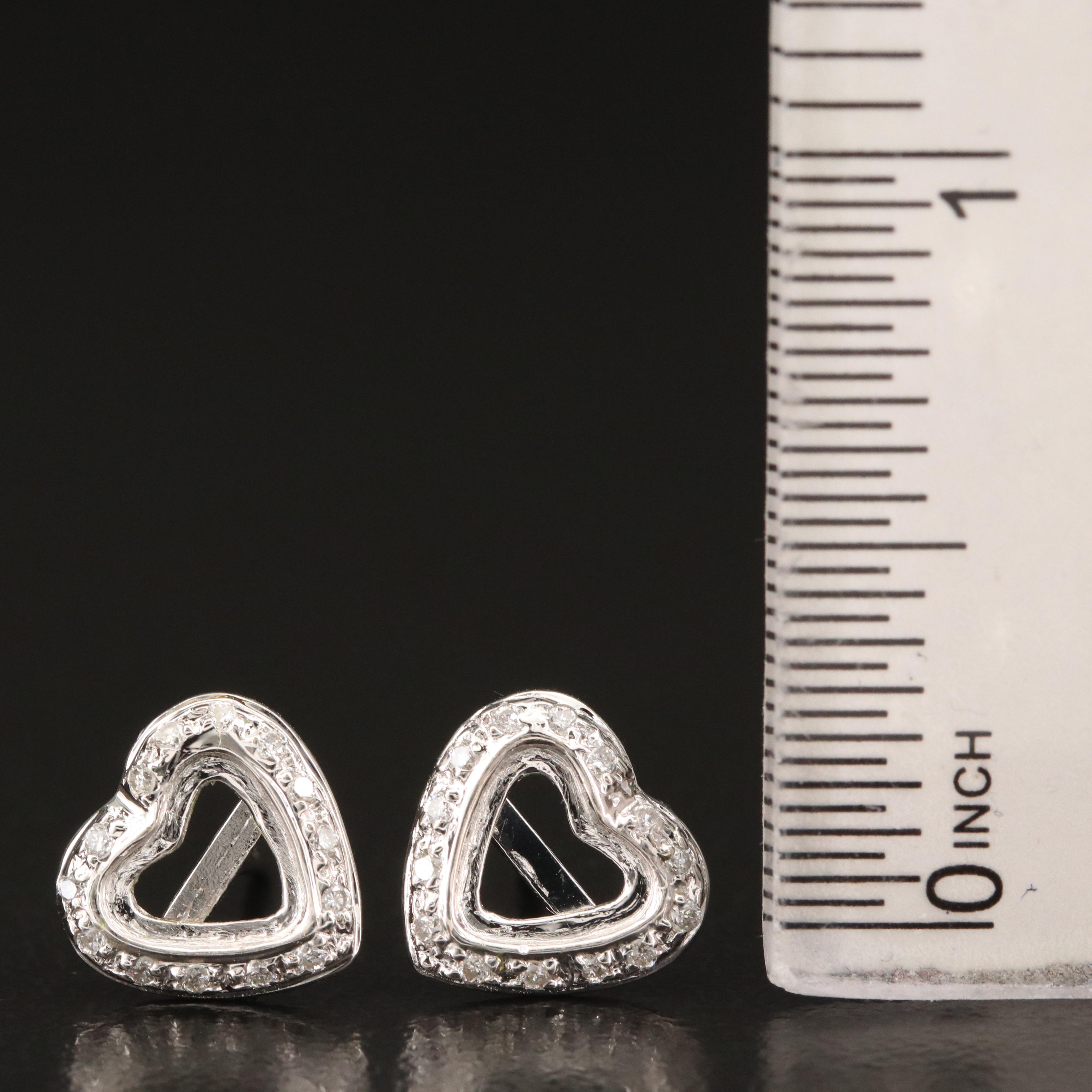 18K Diamond Heart Stud Earrings