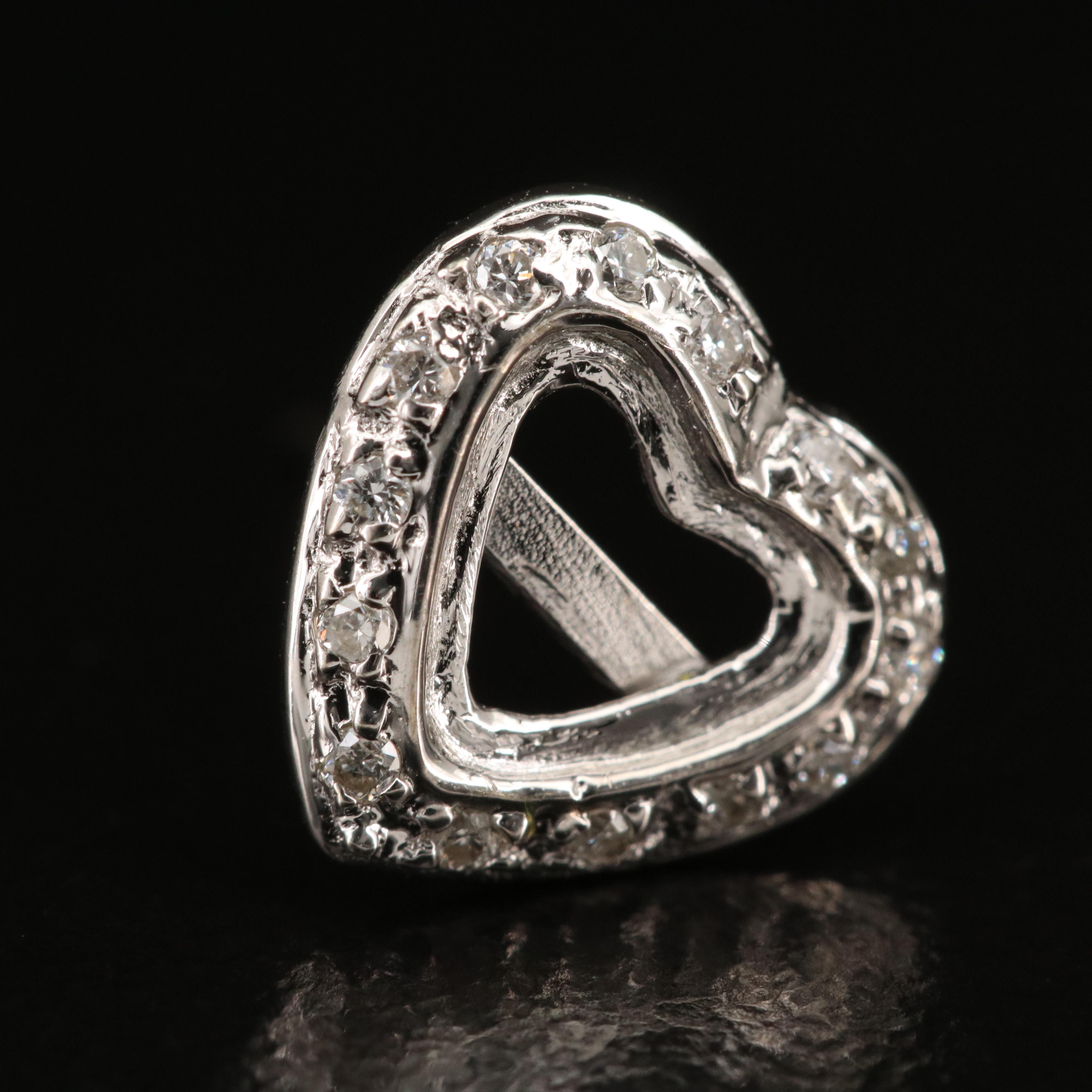 18K Diamond Heart Stud Earrings