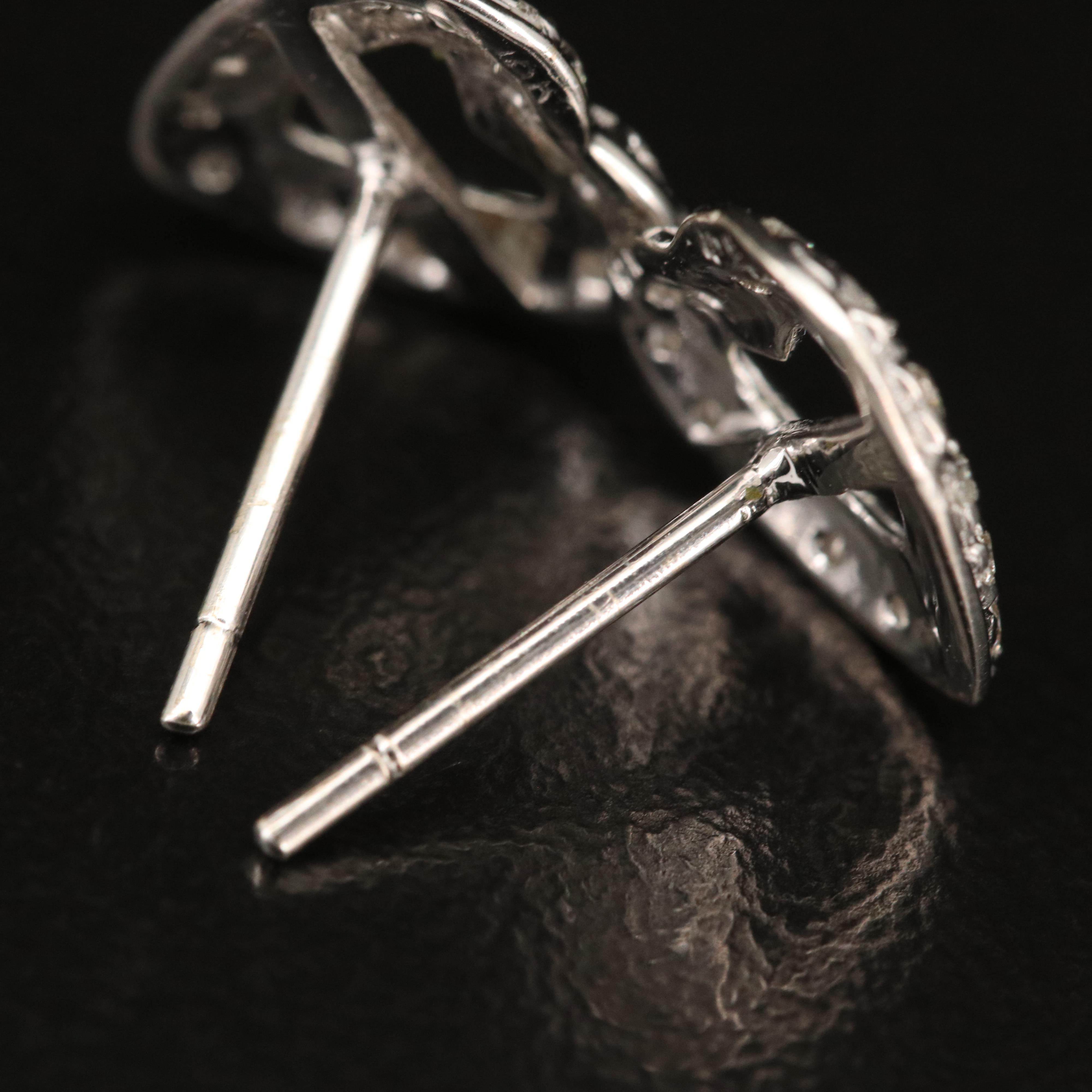 18K Diamond Heart Stud Earrings