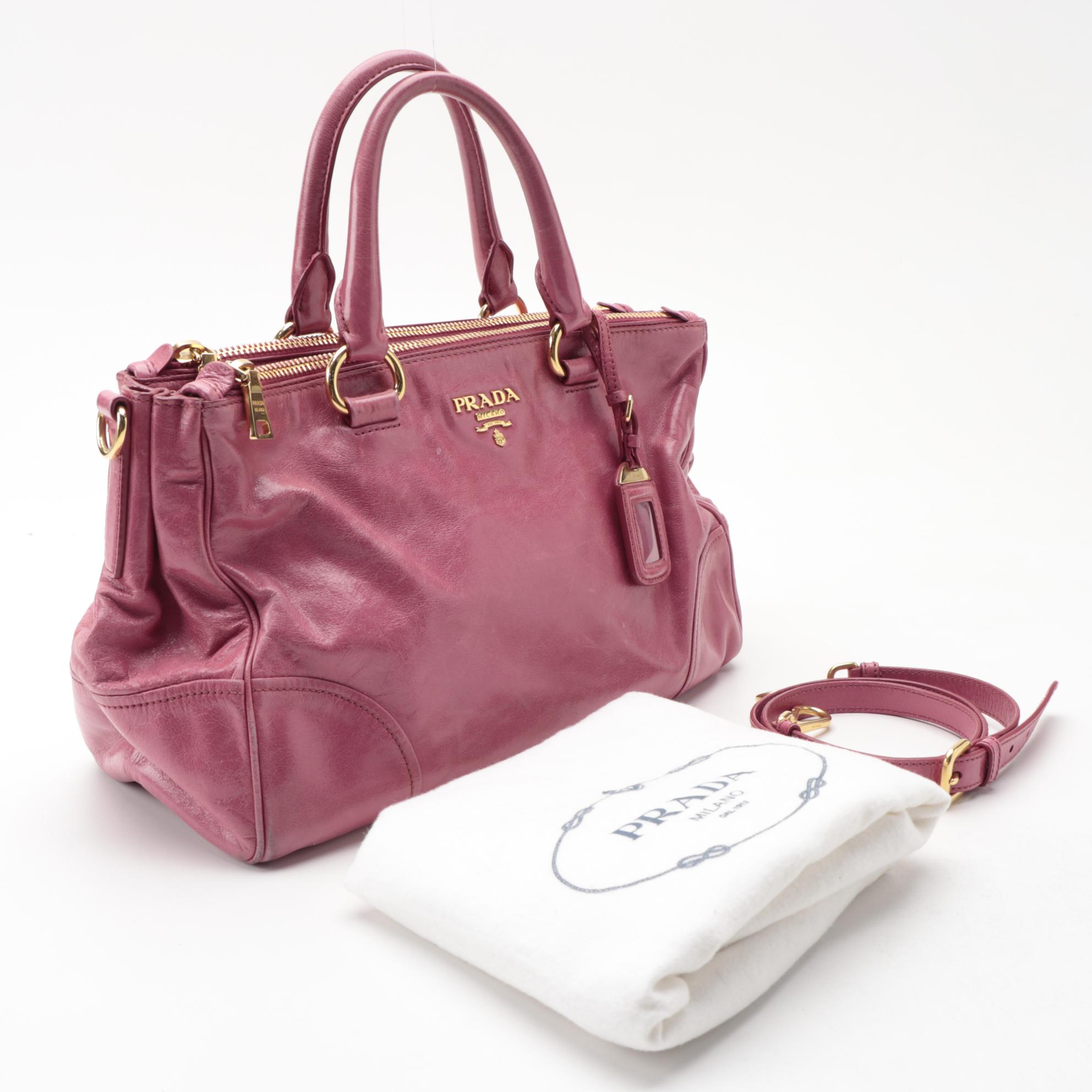 Prada Pink Vitello Shine Leather Two-Way Satchel