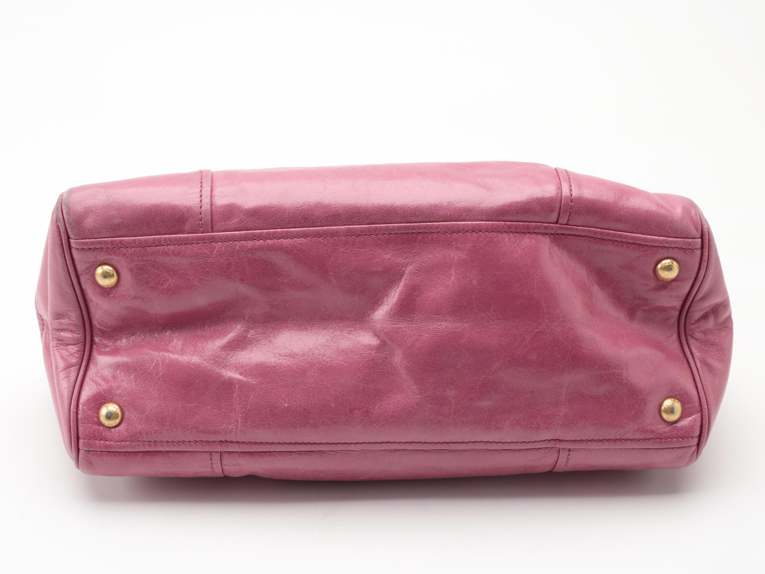 Prada Pink Vitello Shine Leather Two-Way Satchel